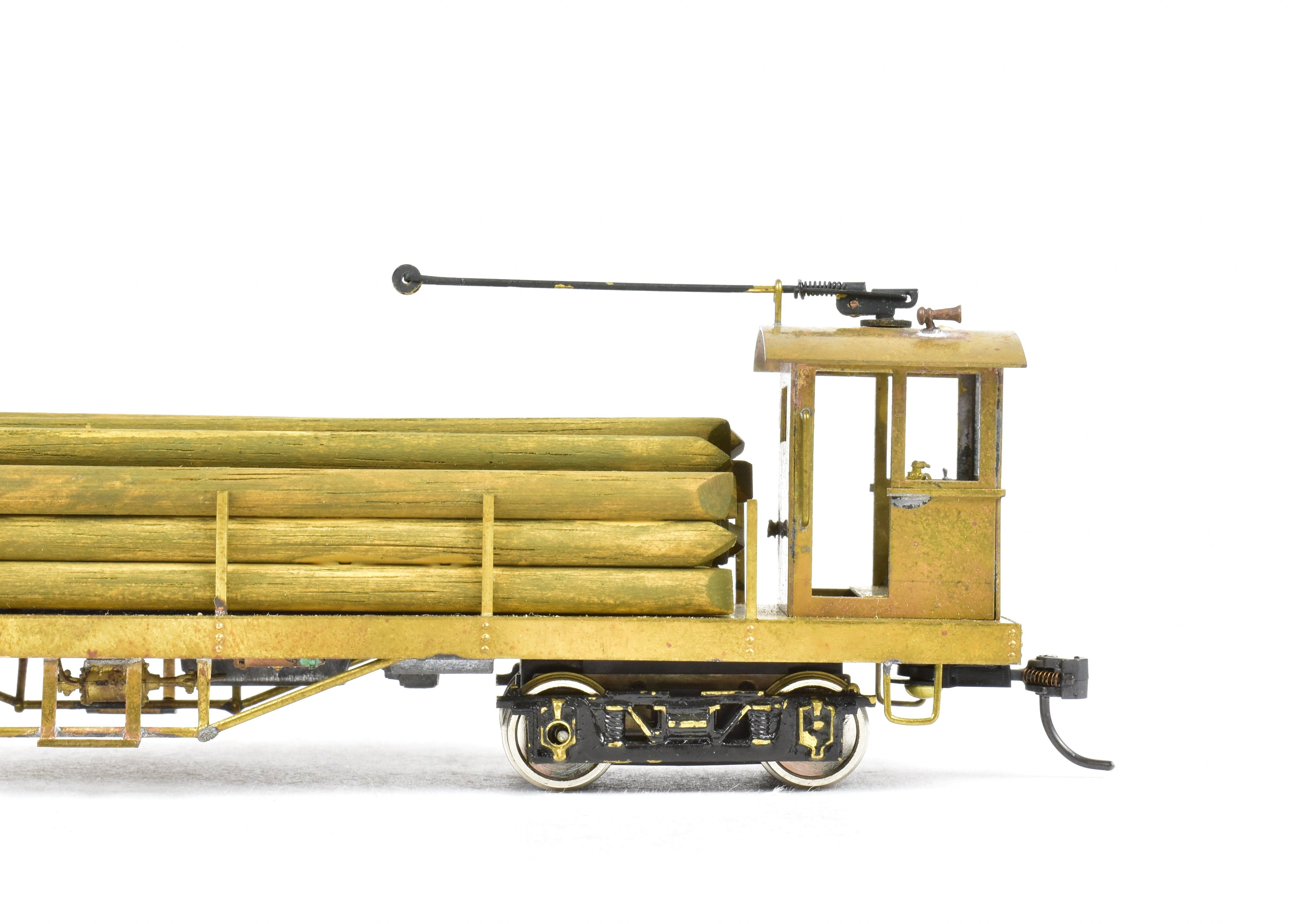 Custom - Built HO Scale Brass Traction Line Pole Car with Load from an Unknown Japanese Importer