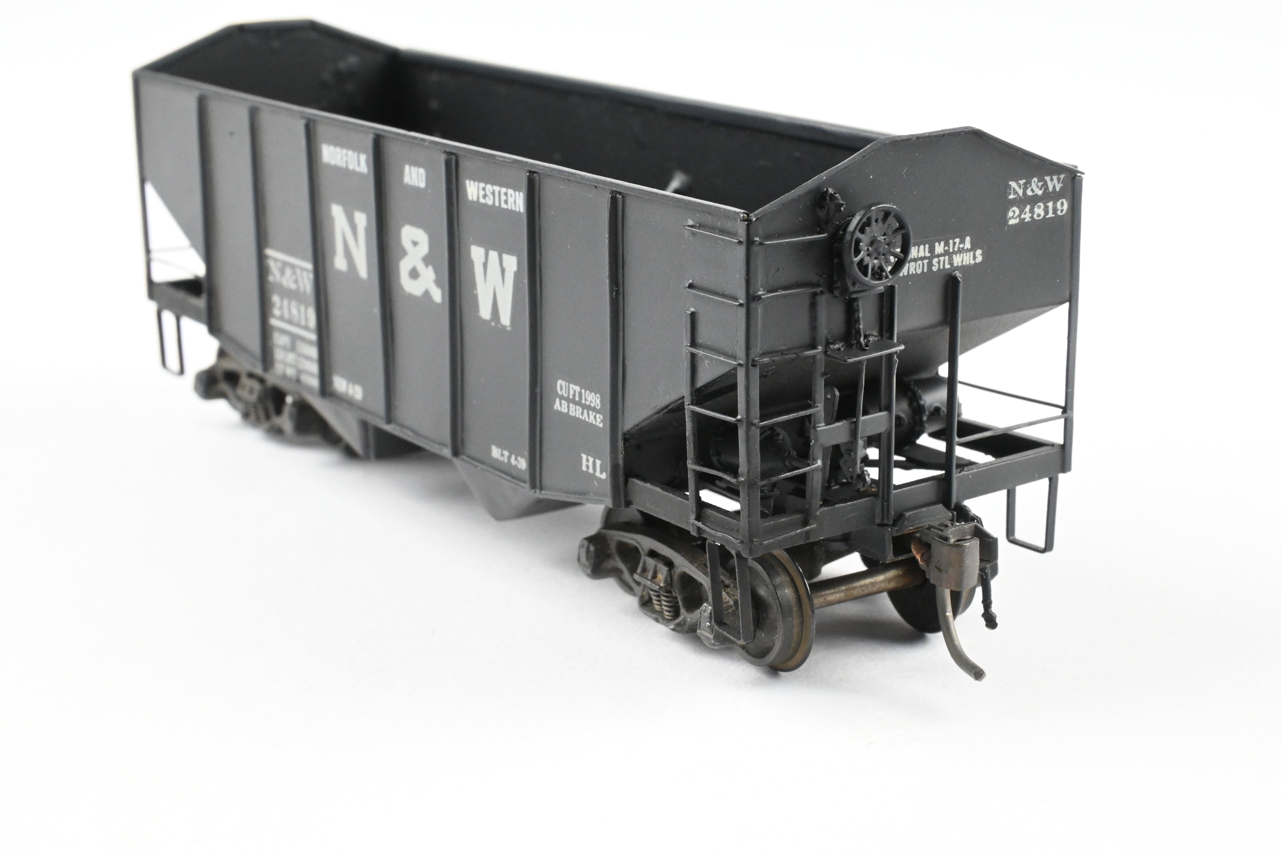 HO Scale Brass Custom Painted N&W (Norfolk & Western) 55-Ton 2-Bay Hopper Model for N&W Coal Trains - REBOXX Packaging