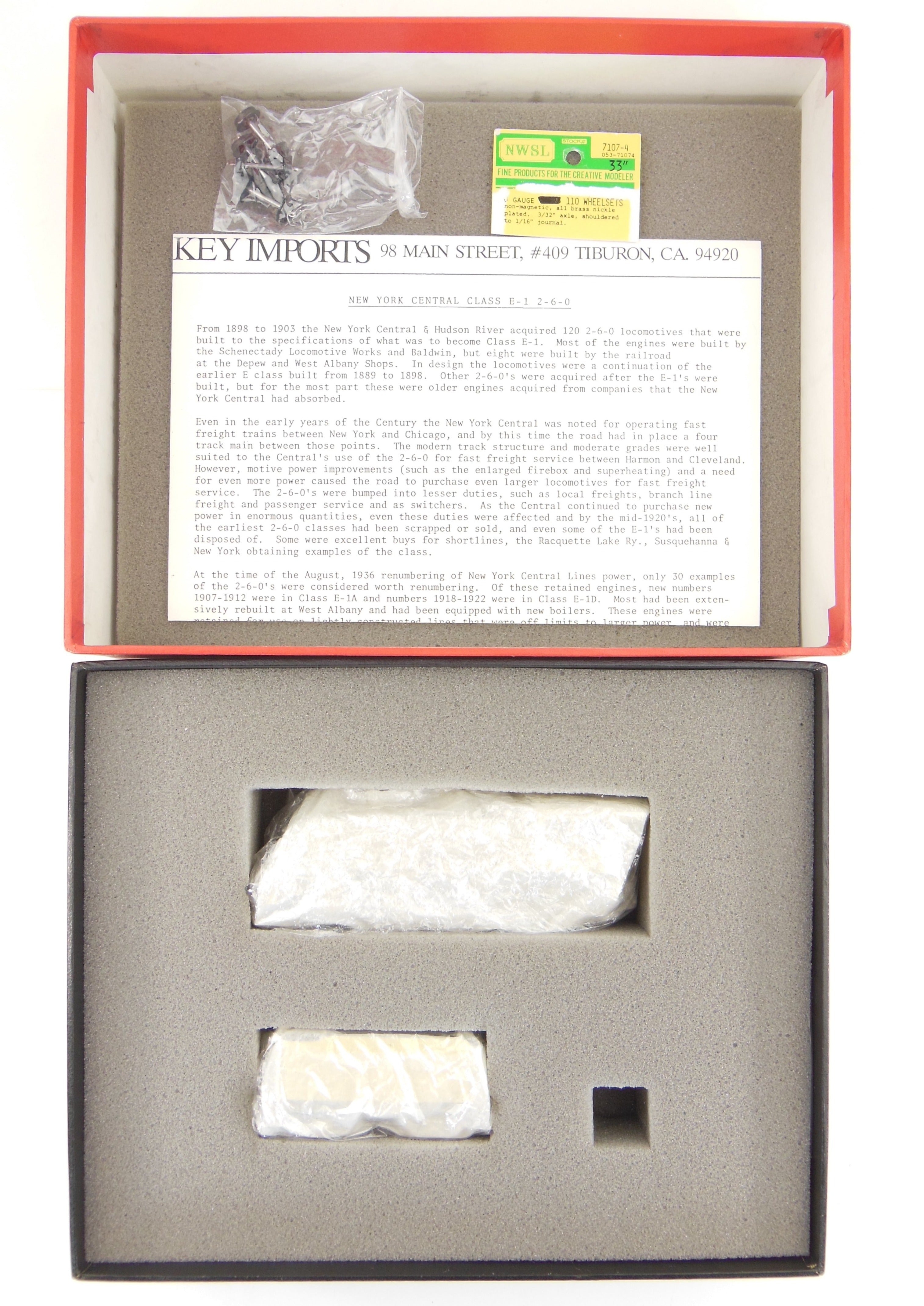HO Scale Brass Model Train Key Imports from NYC - New York Central E - 1D 2 - 6 - 0 Mogul Locomotive