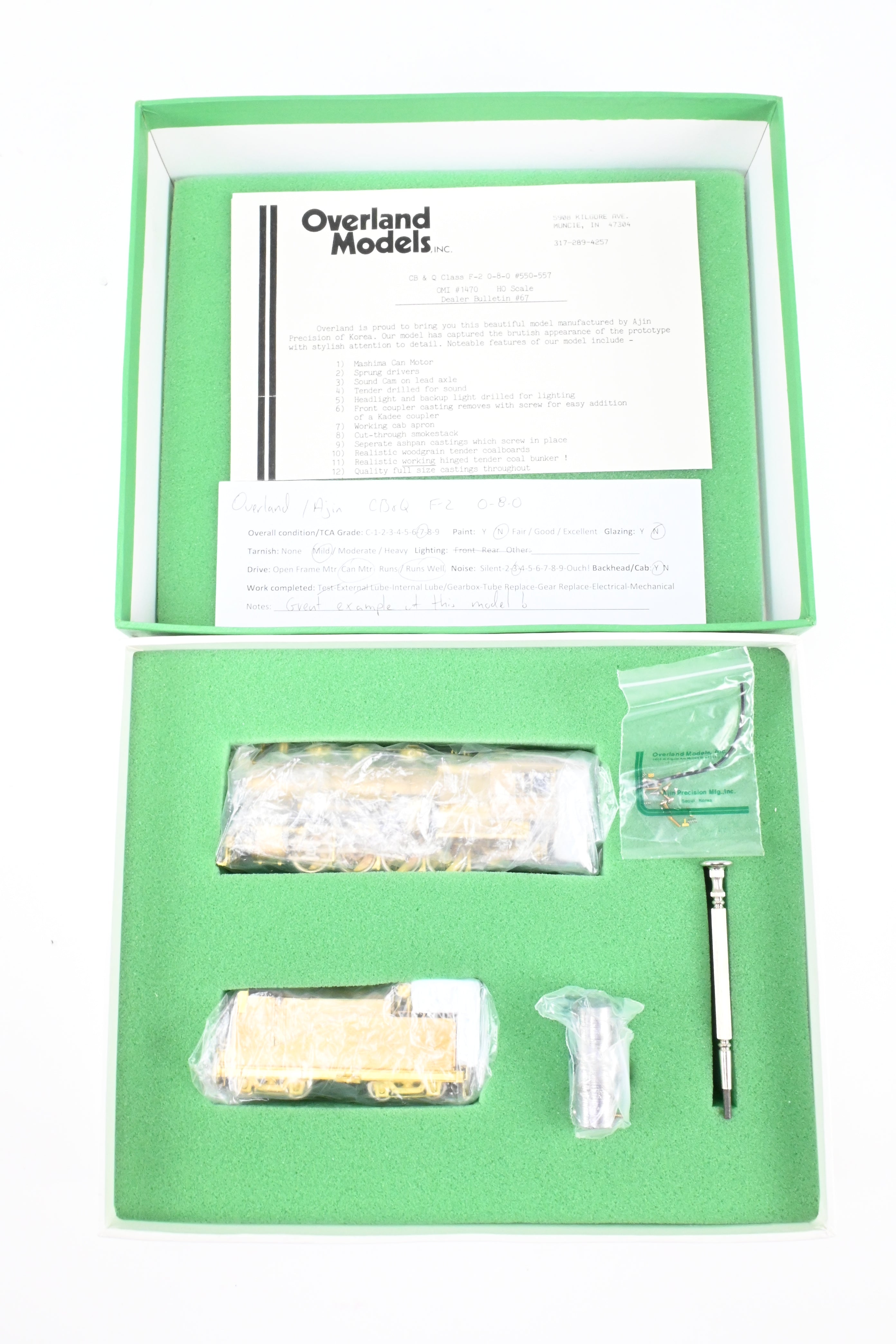 HO Scale Brass OMI - Overland Models CB&Q - Burlington Route F-2 0-8-0 Steam Locomotive Models #550 - 557