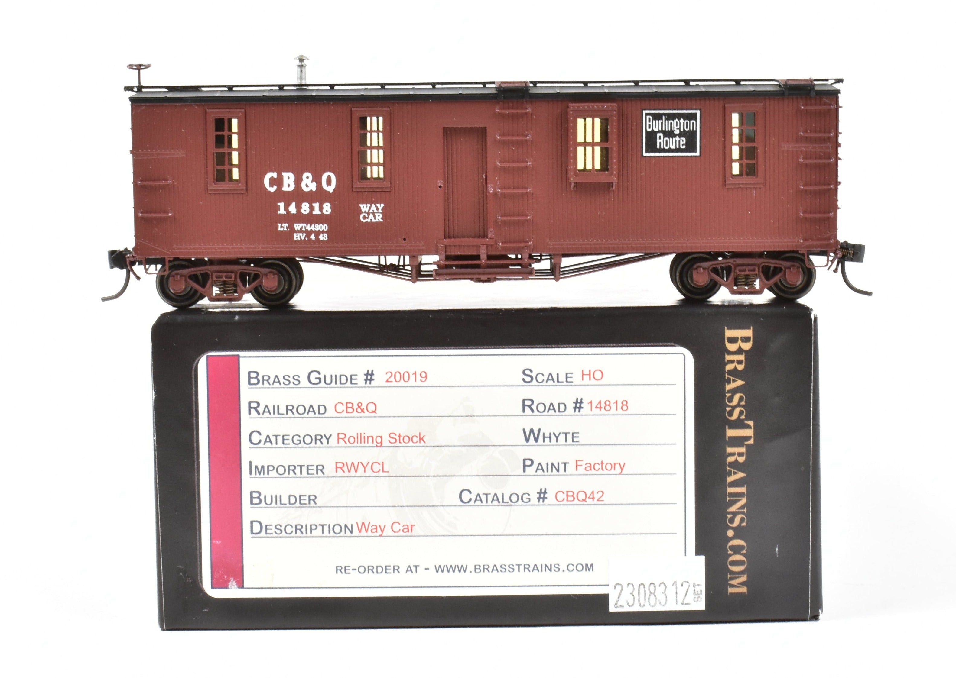 High - Quality HO Scale Brass Model Railway Classics CB&Q - Burlington Route War Emergency Waycar with Factory Painting and REBOXX Design