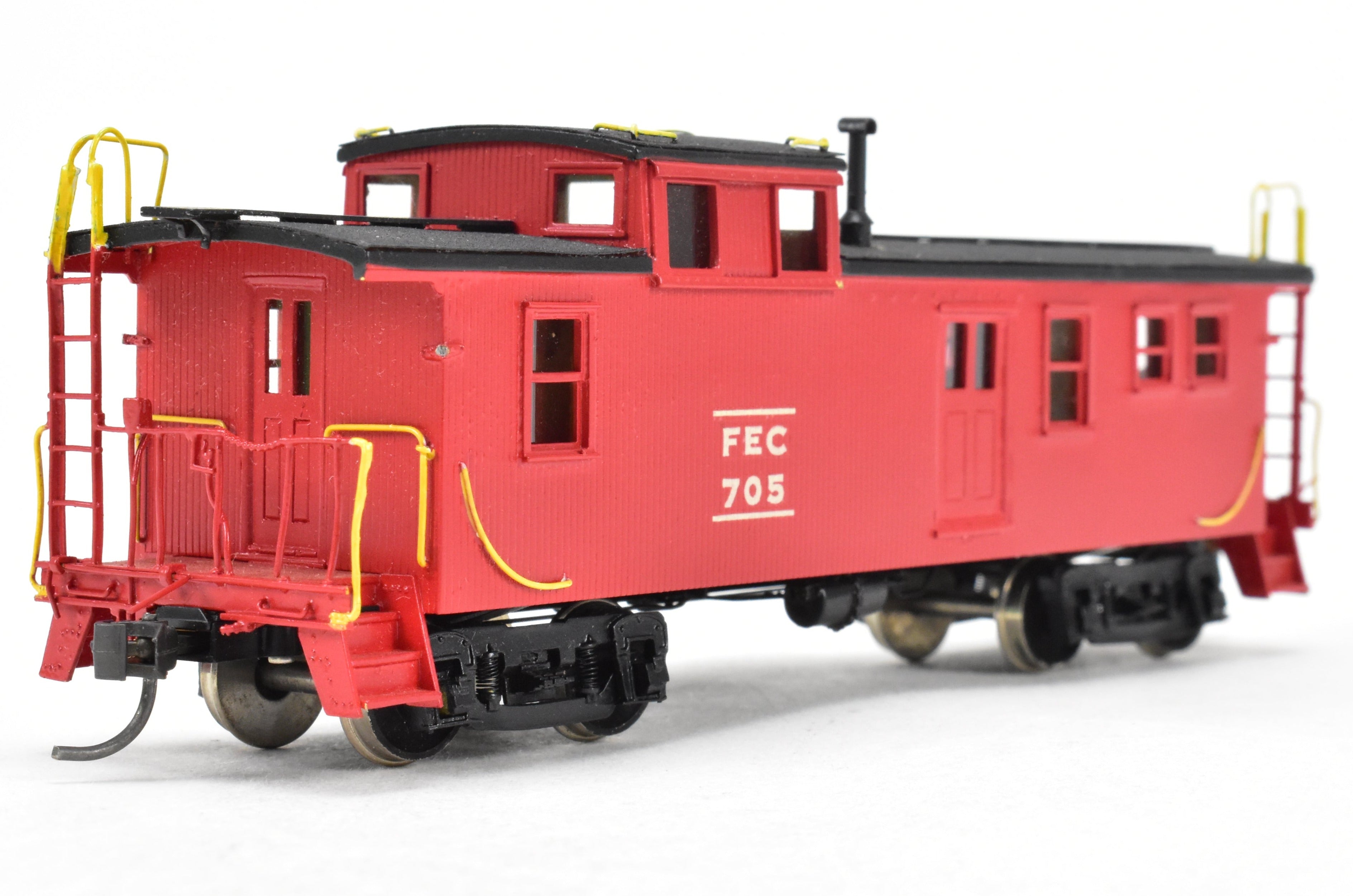 HO Scale Brass Model Train Caboose - OMI (Overland Models, Inc.) Florida East Coast Wood Side - Door Caboose, Car Number 705