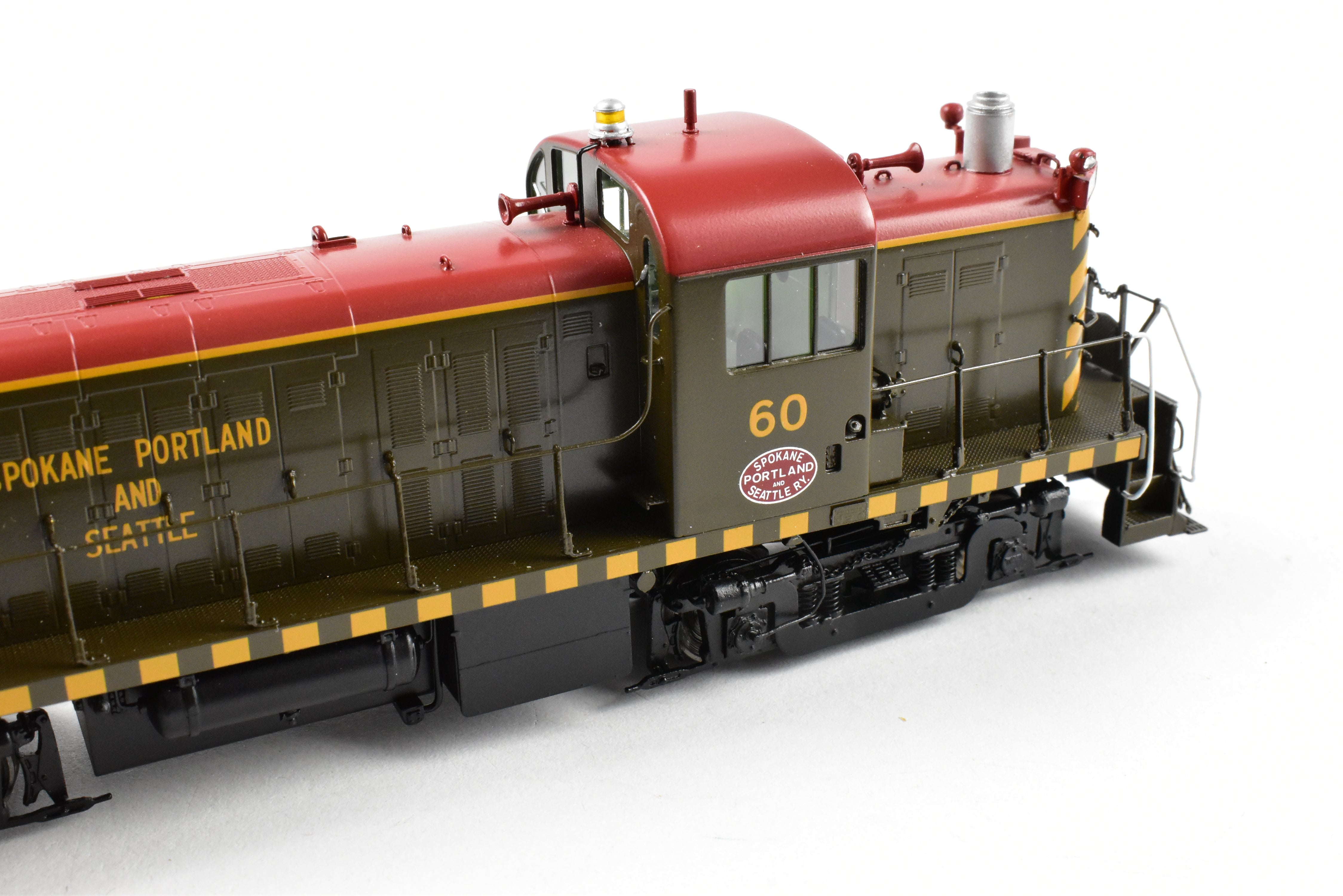 HO Scale Brass Model Train Engine - Division Point (DVP) SP&S (Spokane Portland & Seattle) Alco RS - 2 Factory Painted Tiger - Stripe Engine #60