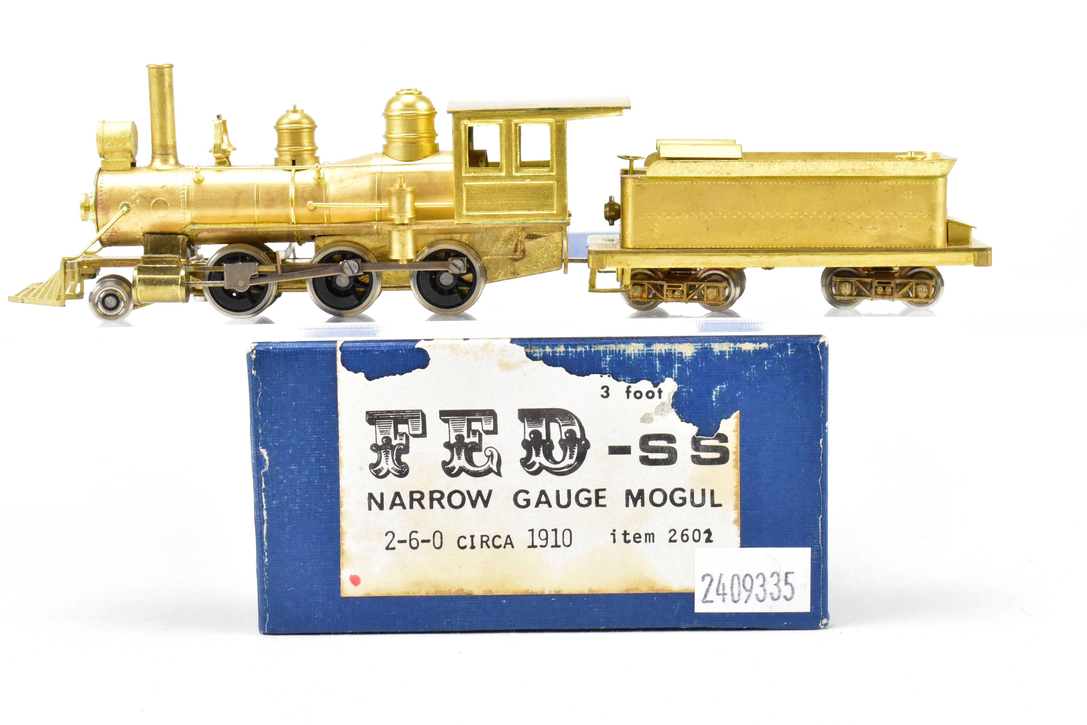 HOn3 Scale Brass Model Train - Far East Distributors Mogul 2-6-0 Steam Locomotive from Circa 1910 in Spartan Series