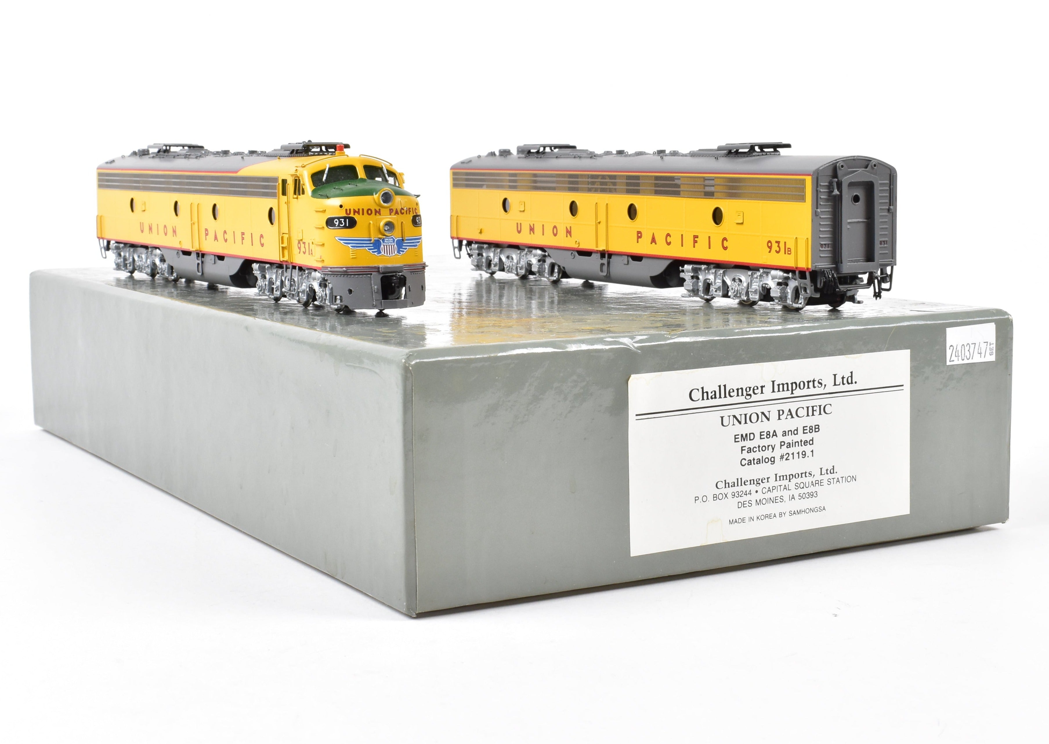 HO Scale Brass Union Pacific EMD E8 A/B Set Model Train - Challenger Imports Premium Collection