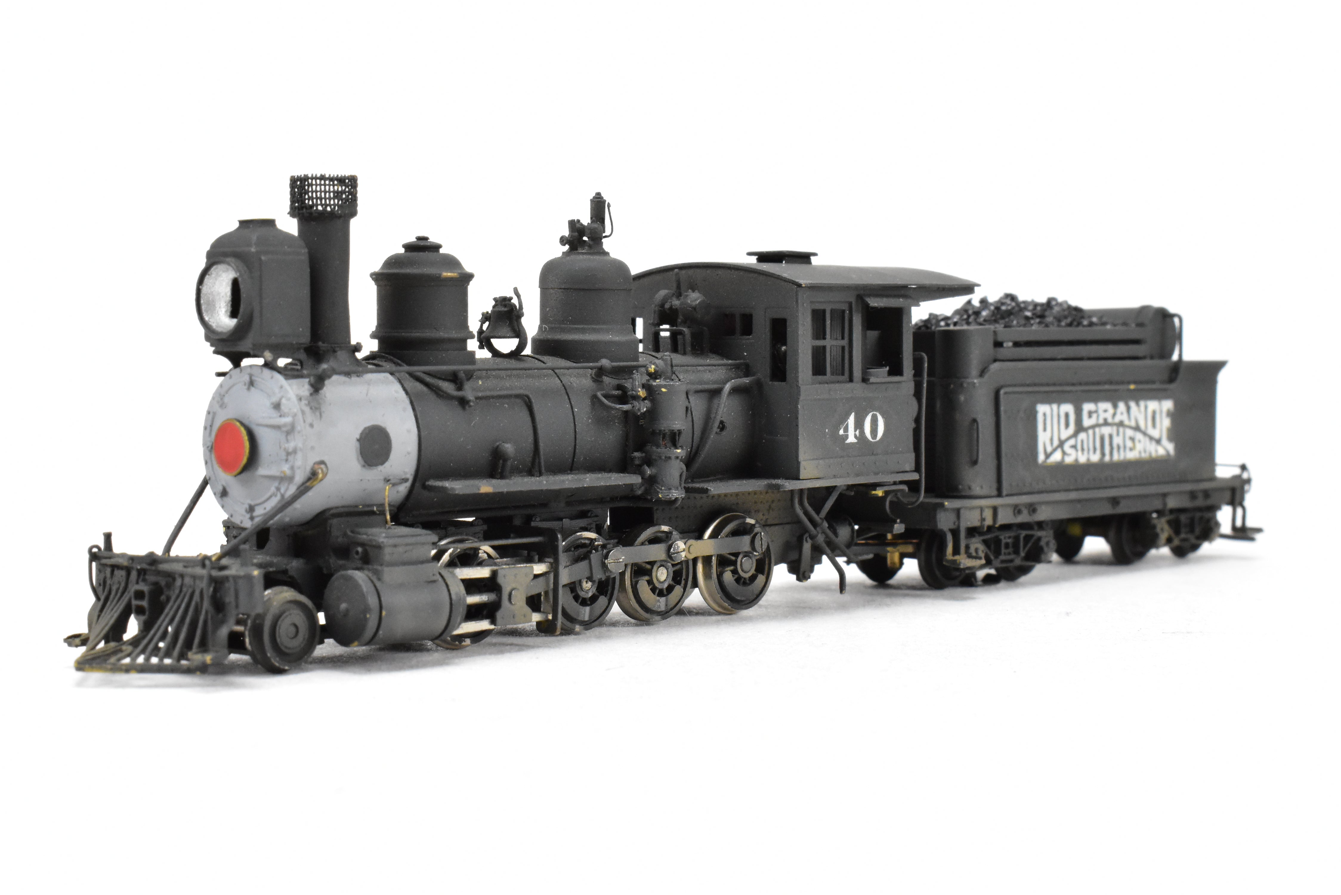 HOn3 Scale Brass Balboa Model Train - Rio Grande Southern C - 19 #40 2 - 8 - 0 Locomotive with Light Weathering and Added Details