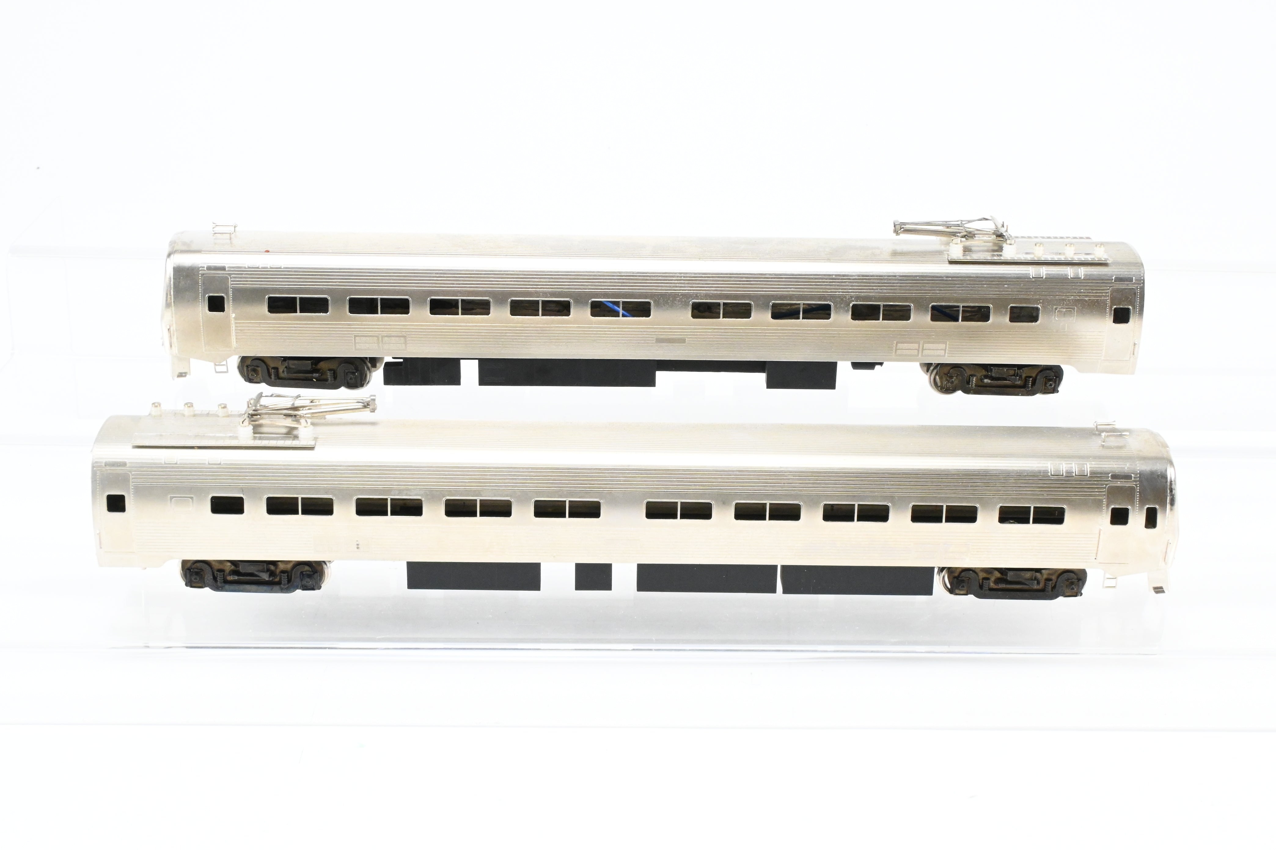 HO Scale Brass Gem Models Collectible PC - Penn Central/Amtrak Budd Metroliner 2-Car Set (1 Powered and 1 Non-Powered) with Factory Plated and Unlettered Finish