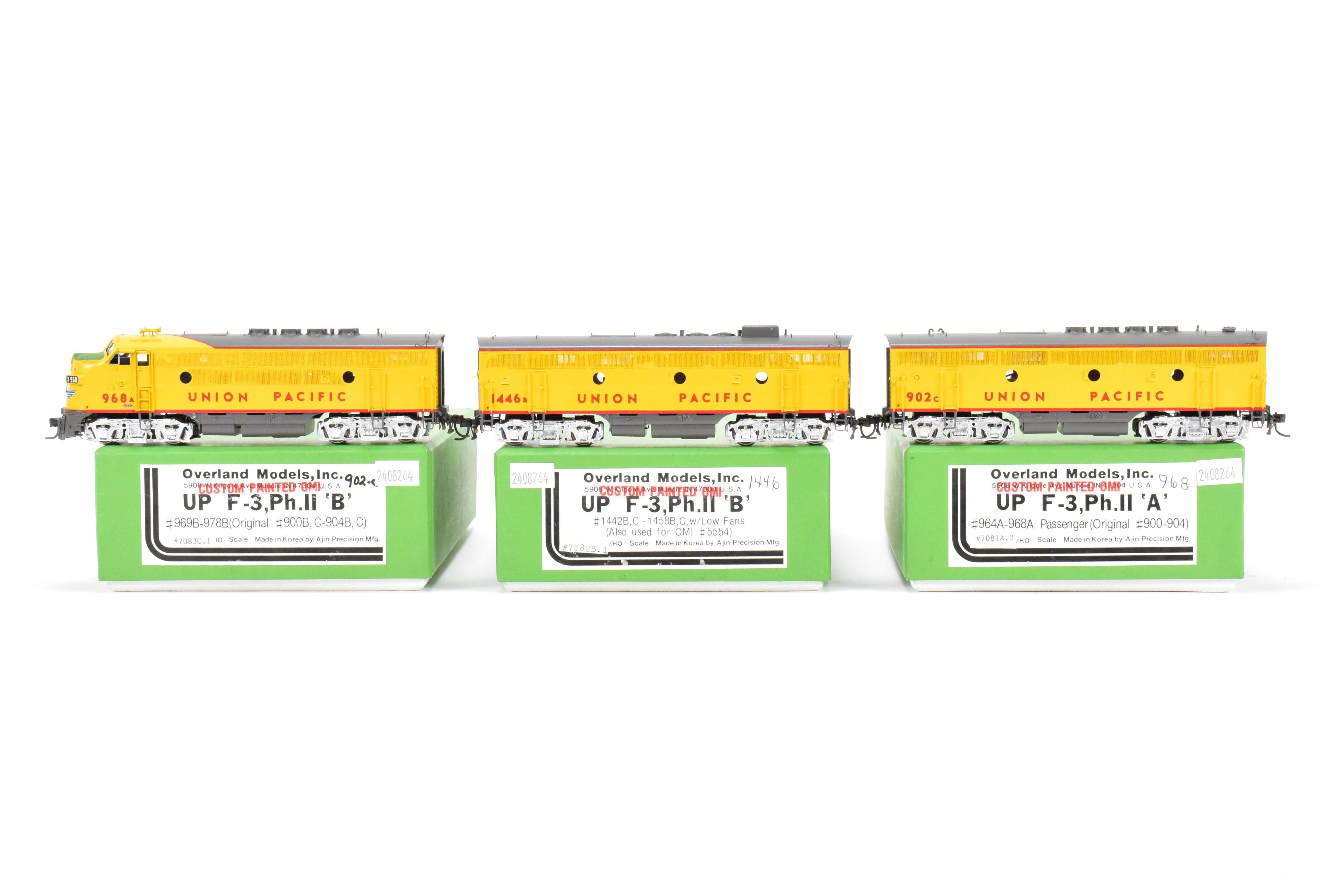 HO Scale Brass OMI Union Pacific EMD F-3 PH II A/B/B Powered Set