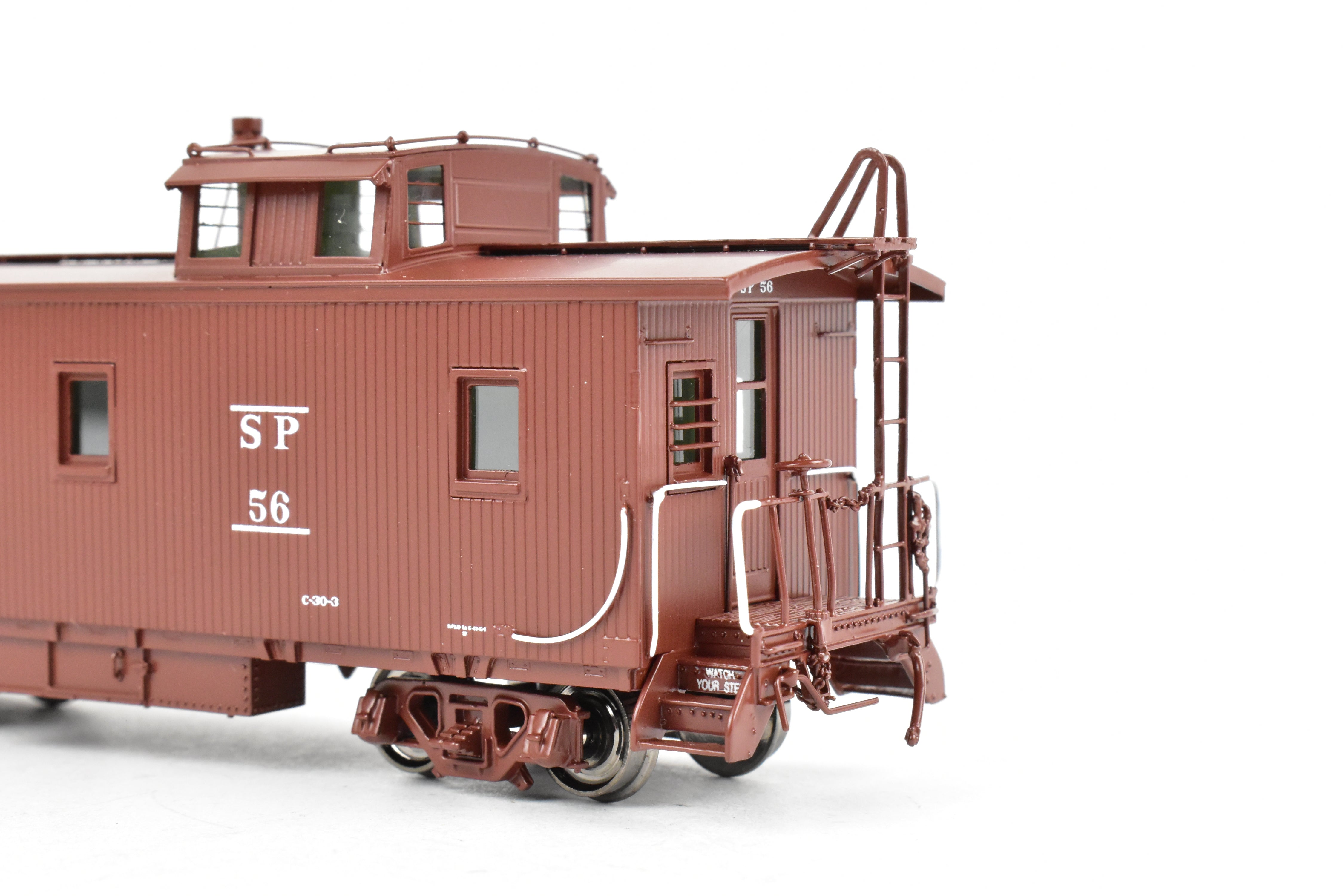 HO Scale Brass CIL - Challenger Imports Southern Pacific Wood Side Caboose Model with Slant Side Cupola, Class C - 30 - 3, Freight Car No. 56