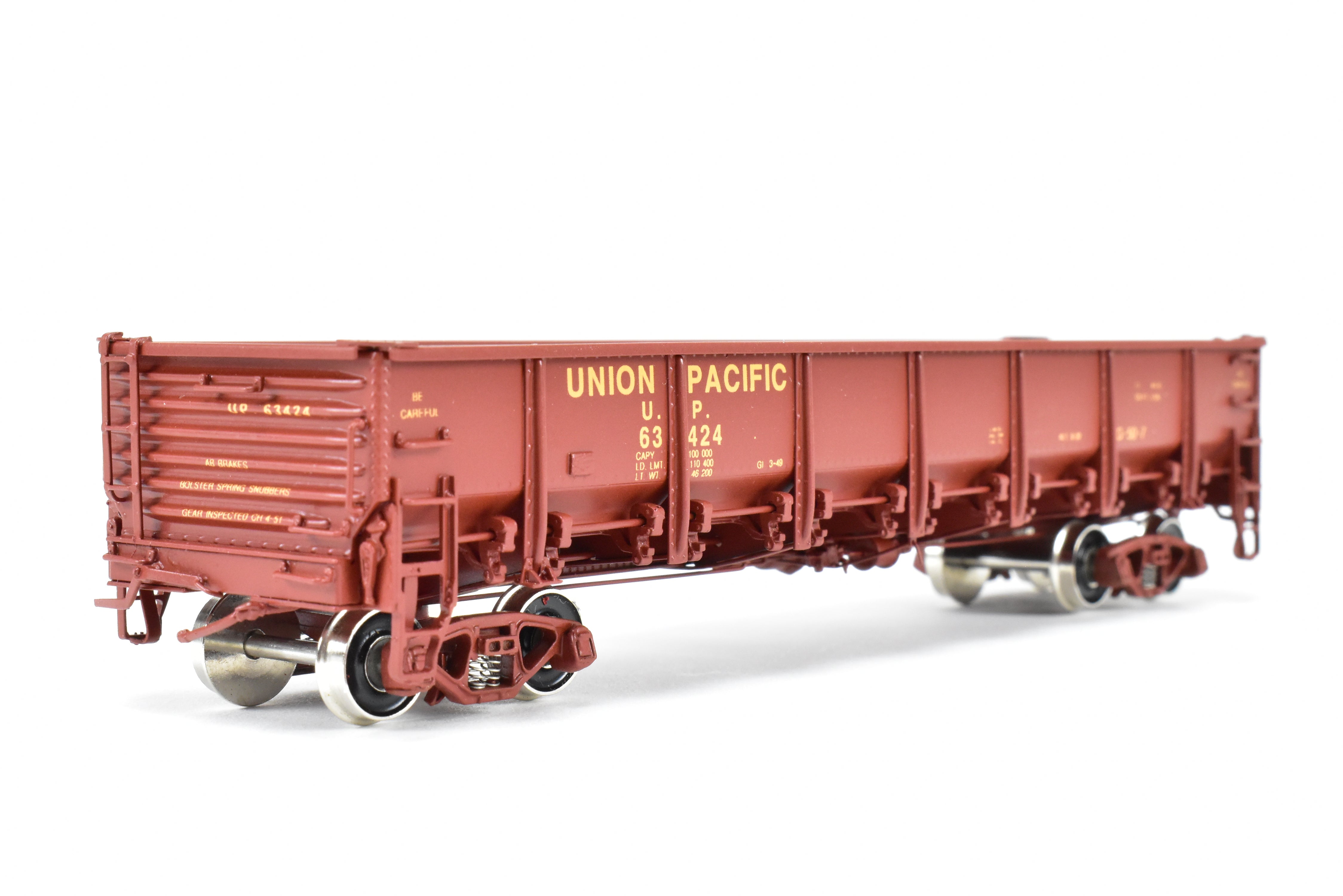 HO Scale Brass Challenger Imports Union Pacific Class G50 - 7 Drop Bottom Gondola Model Version 2 with Riveted Side Sheets, Factory - Painted FP #63424
