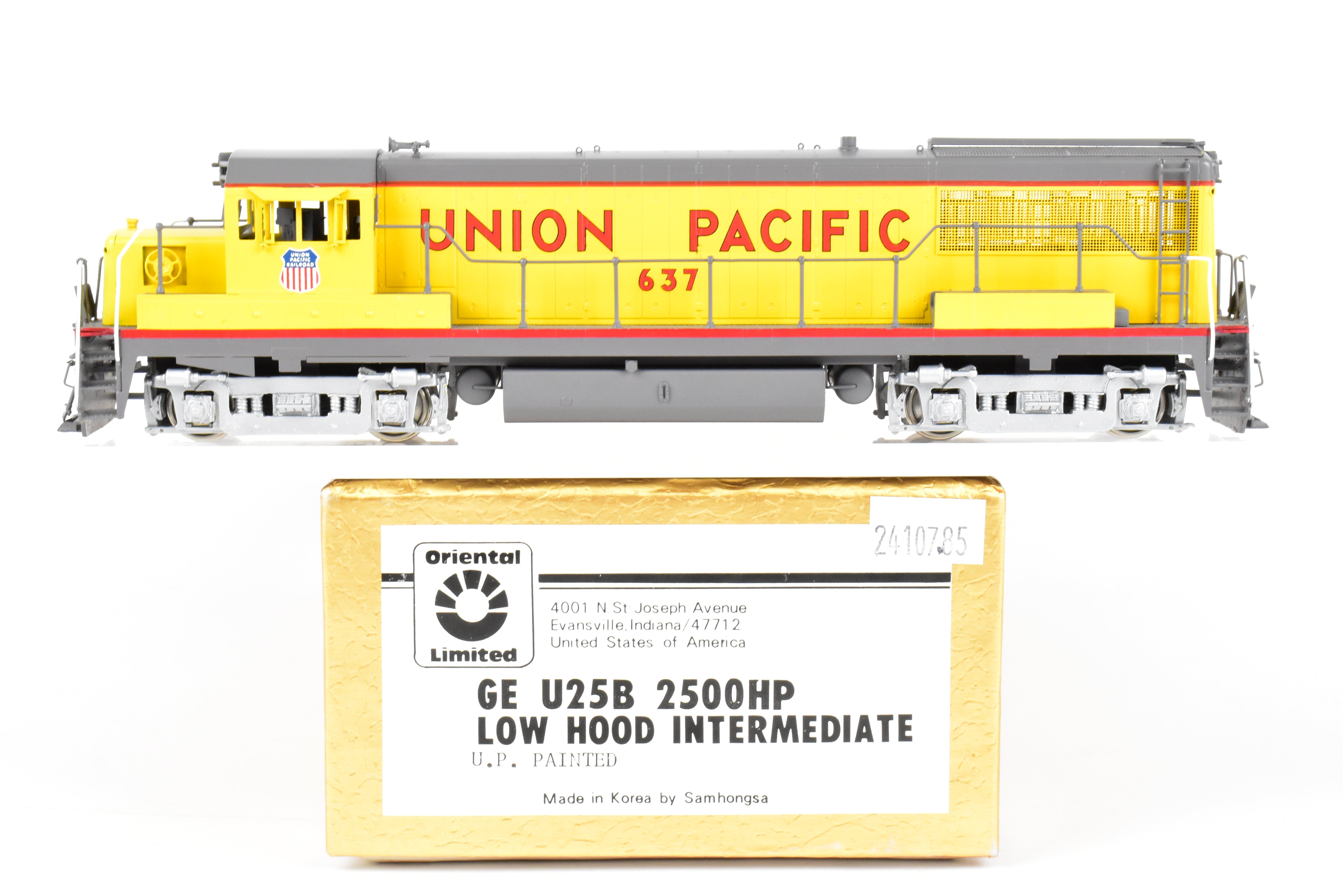 HO Scale Brass Model Train - Union Pacific GE U25B 2500 HP Low Hood (Intermediate) - Oriental Limited Edition, FP No. 637