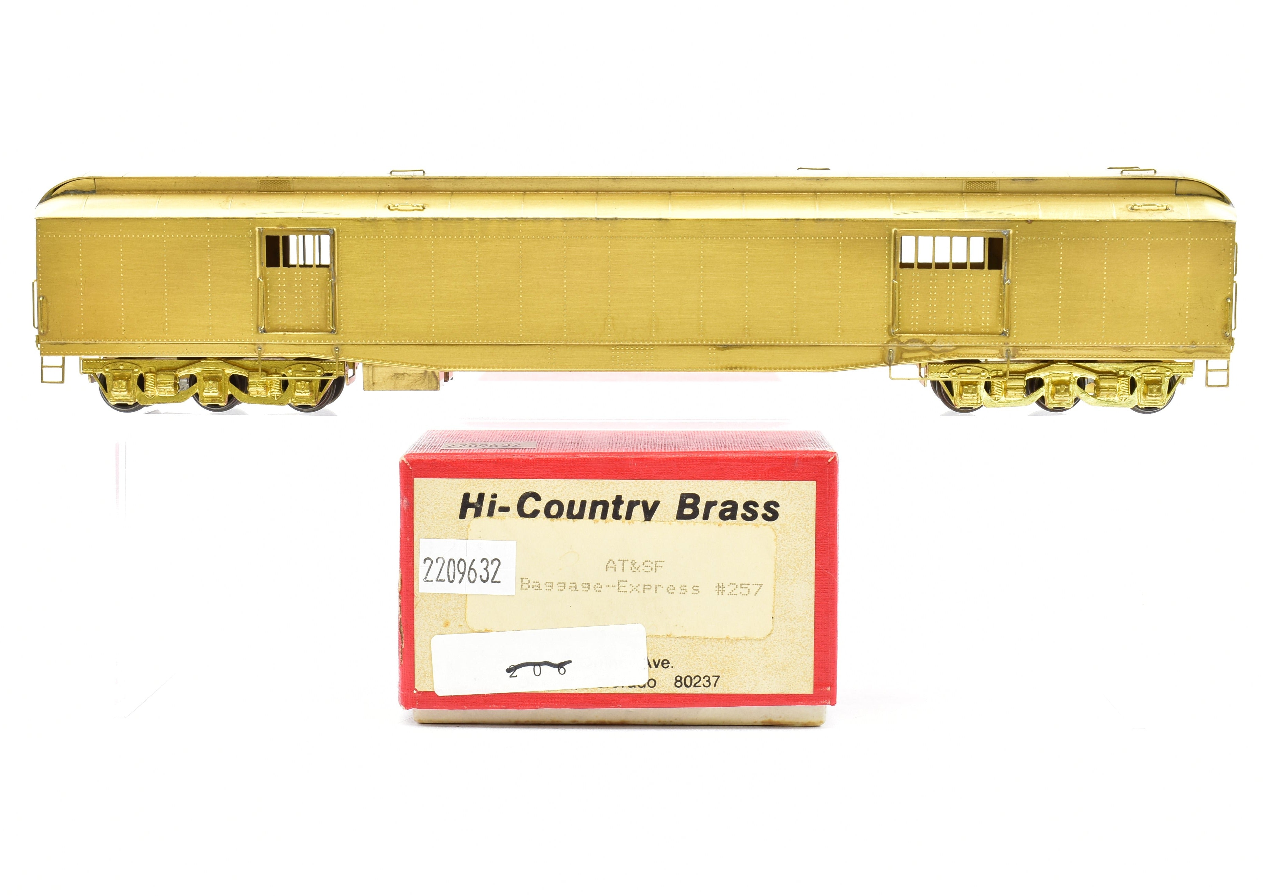 HO Scale Brass Hi-Country ATSF Santa Fe Baggage Express Car #257