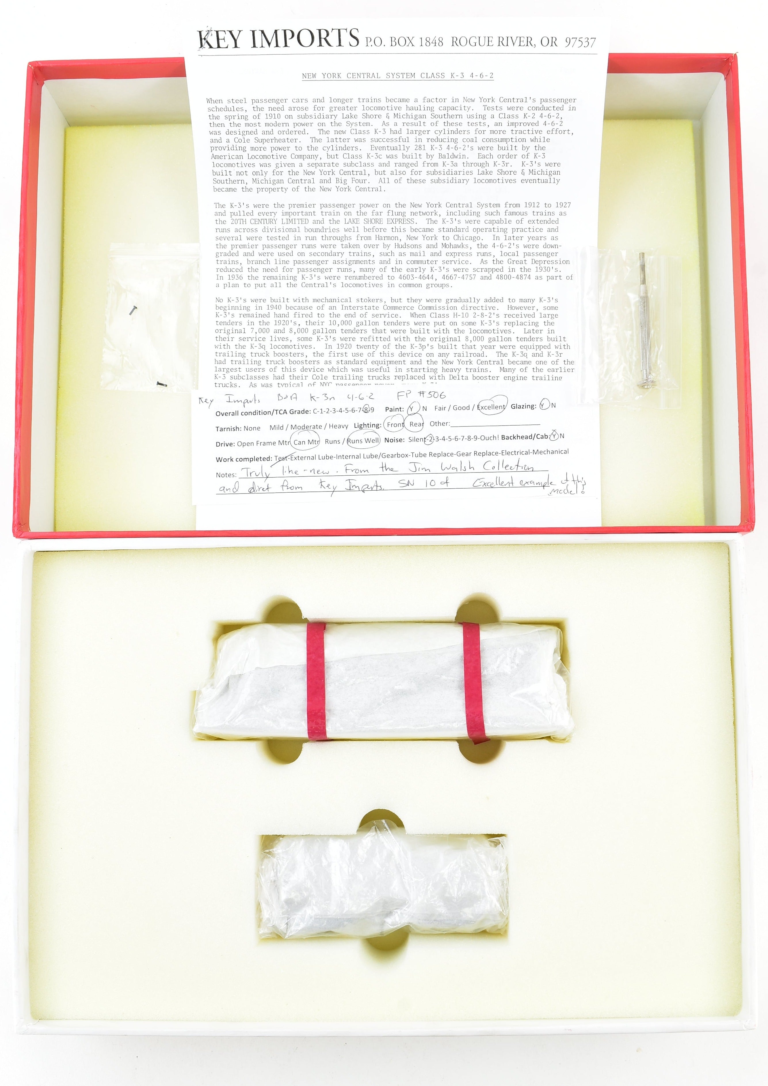 HO Scale Brass Key Imports B&A Boston & Albany K - 3n 4 - 6 - 2 Pacific #506 Factory Painted