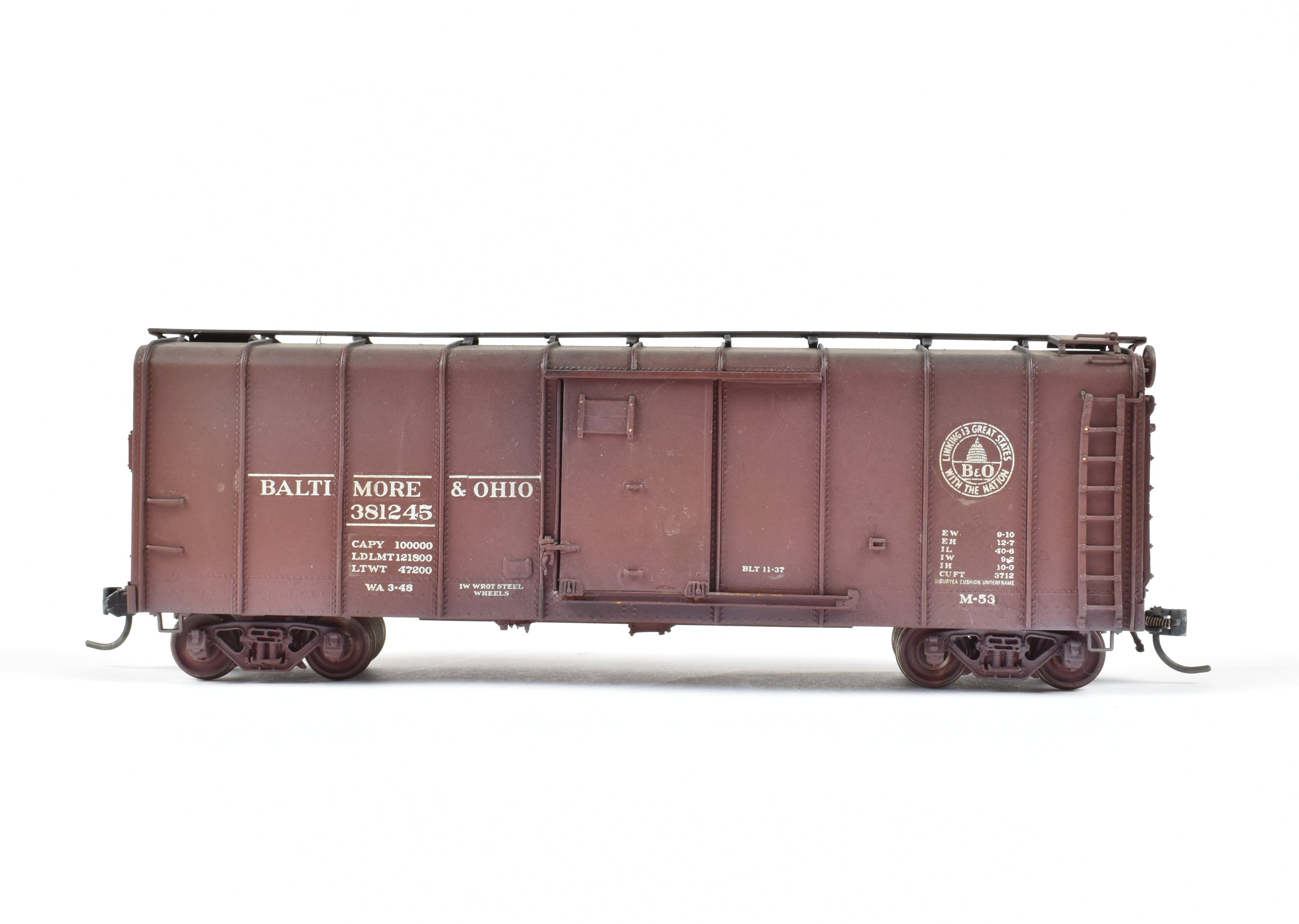 HO Brass OMI B&O M-15 Wagon Top Boxcar, Custom Painted & Weathered