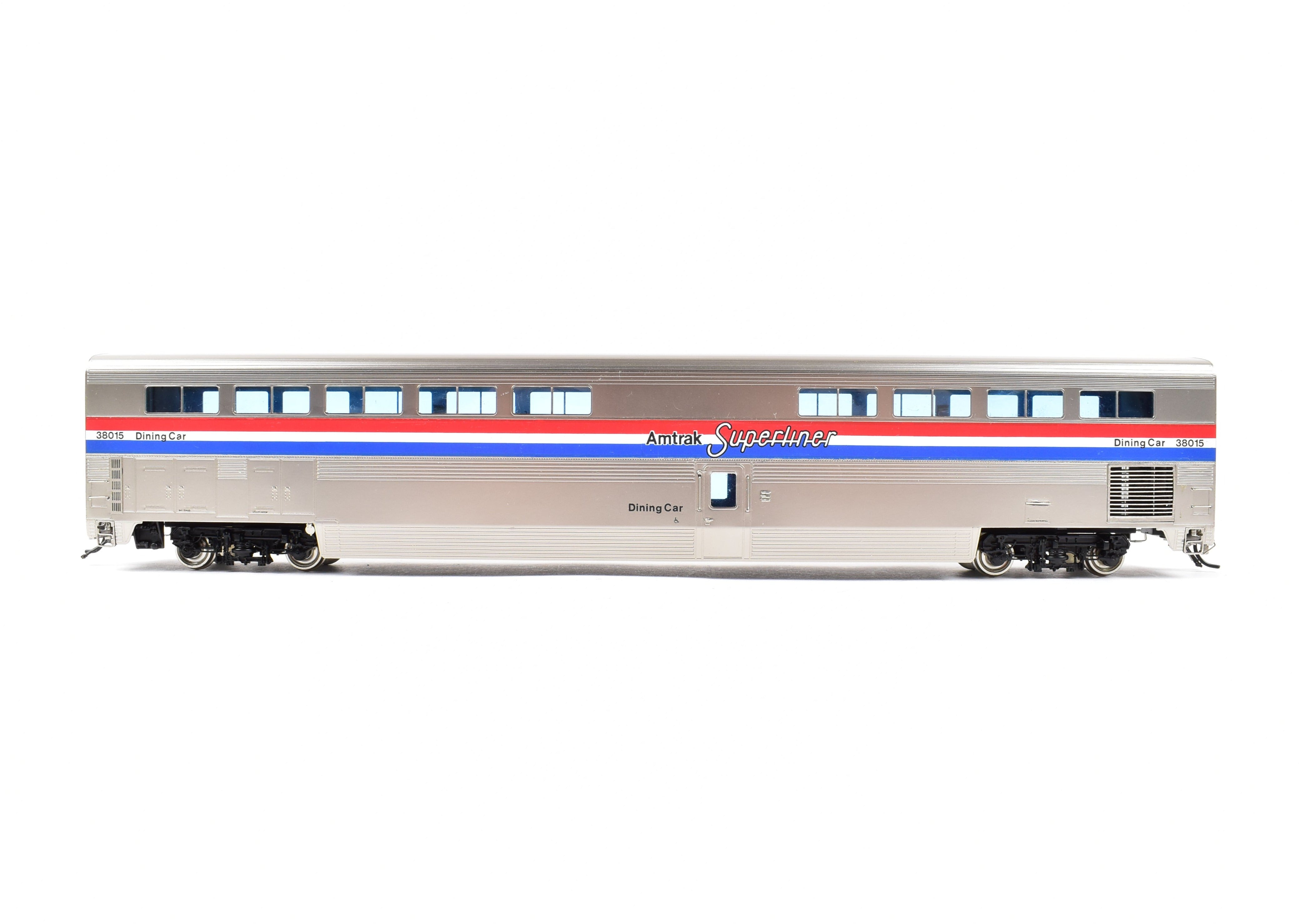 HO Scale Brass Amtrak Superliner Dining Car Model by Overland Models, Inc. - Custom Lettered No. 38015 for Western Long - Distance Trains