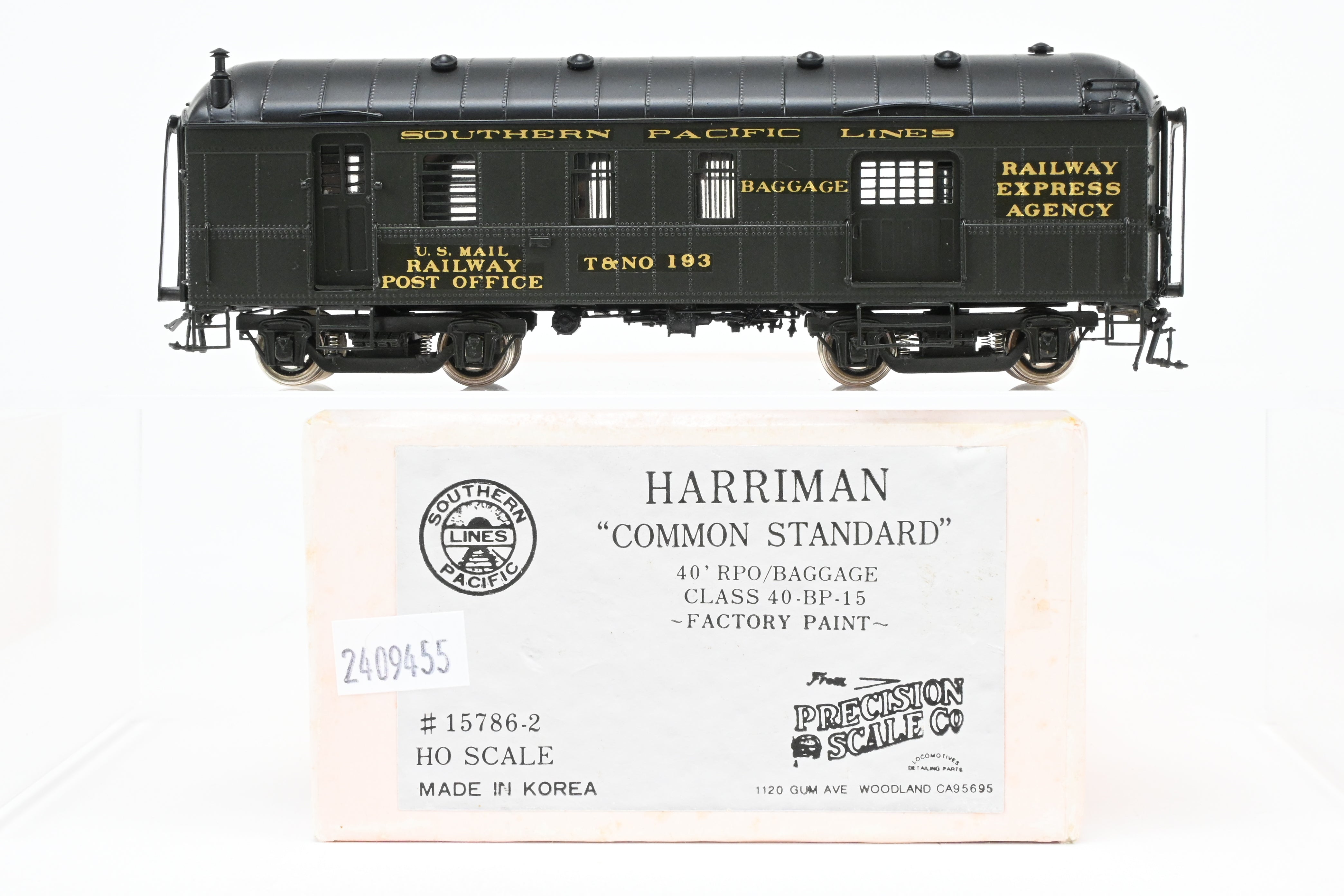 HO Brass Precision Scale Co. T&NO 40' Baggage/RPO Model #193