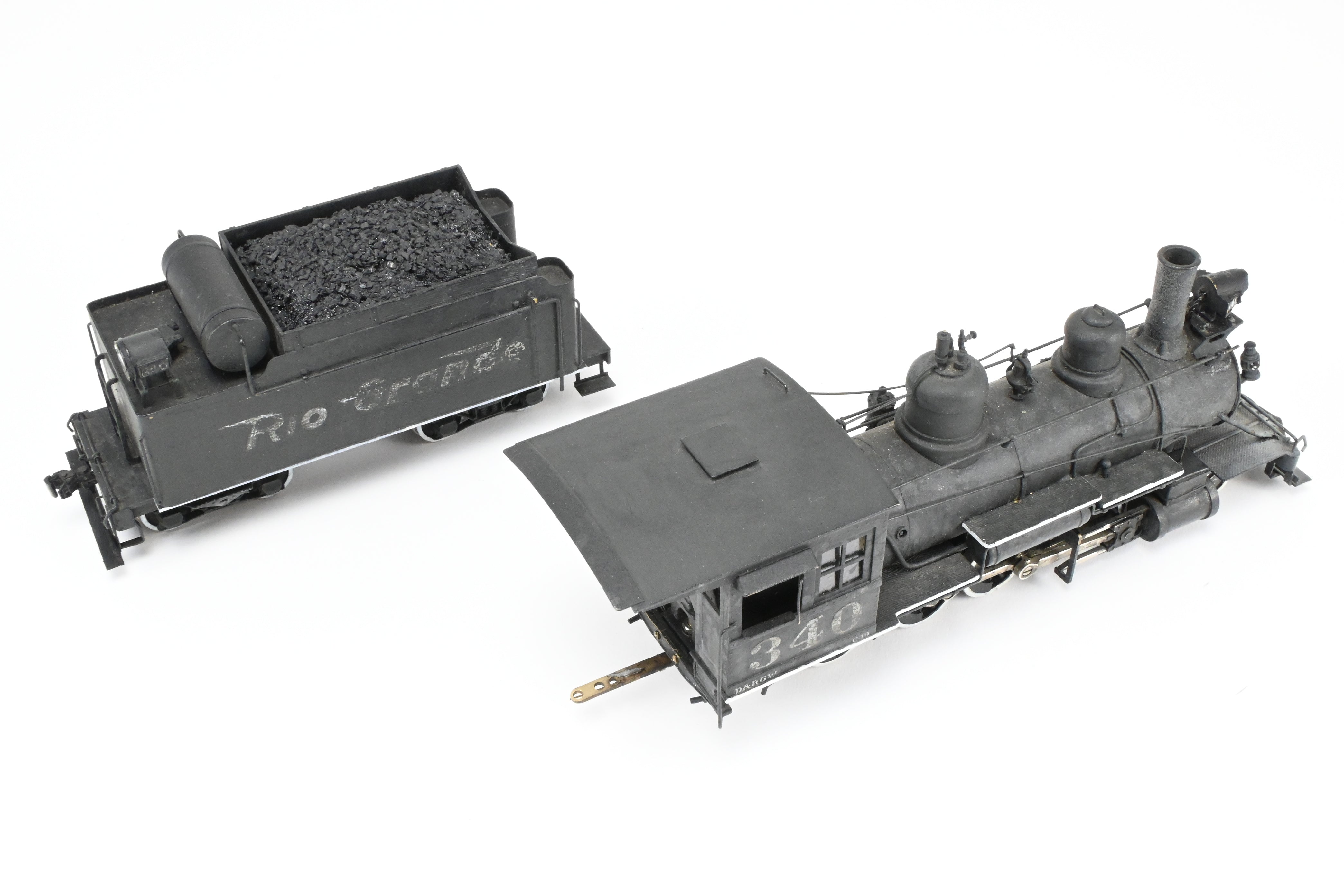 On3 Scale Brass Balboa Model Train - Denver & Rio Grande Western C-19 2-8-0 Class, Weathered CP #340 Replica