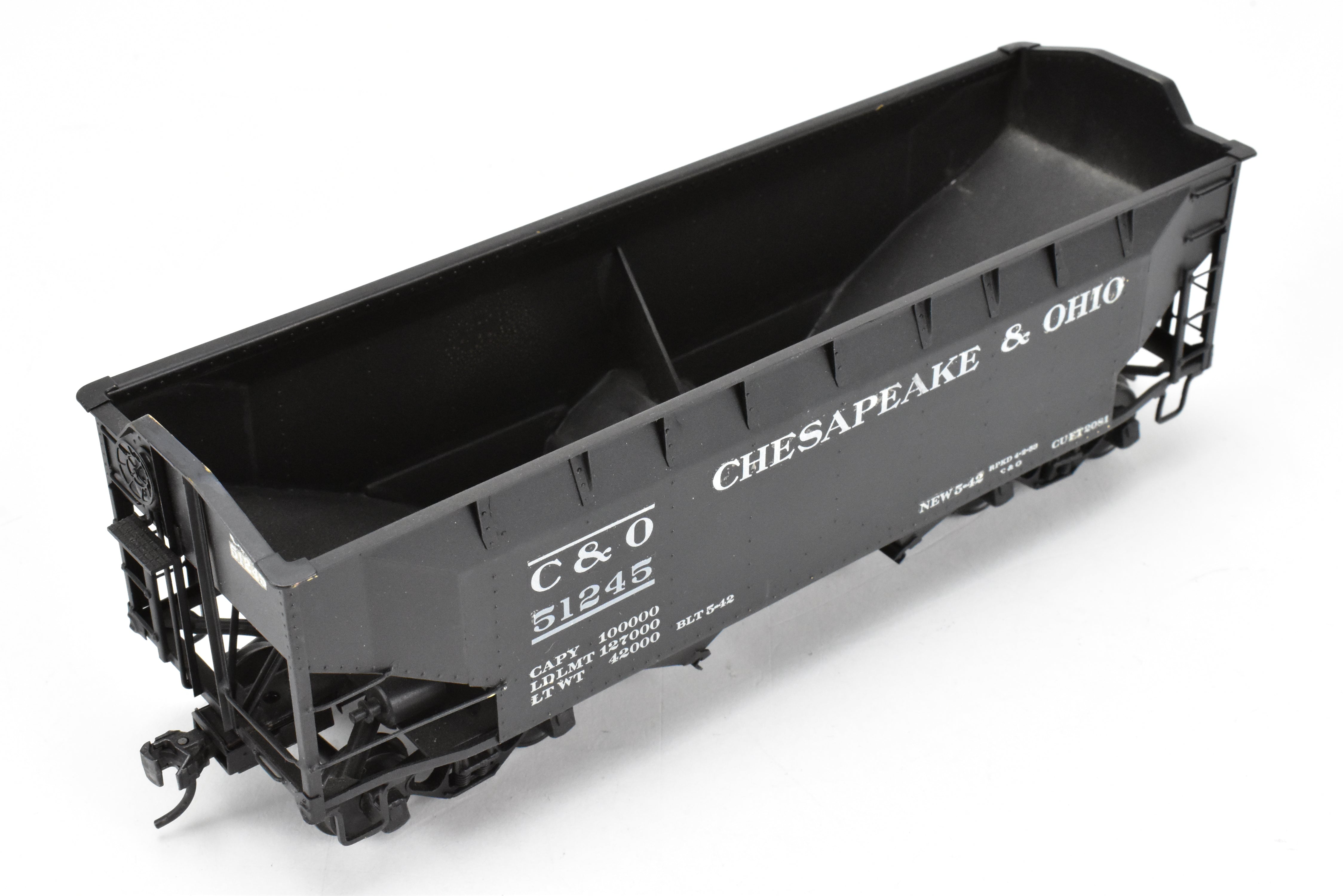 O Scale US Hobbies Brass C&O Offset Side Twin Hopper, Peaked Ends, CP No. 51245