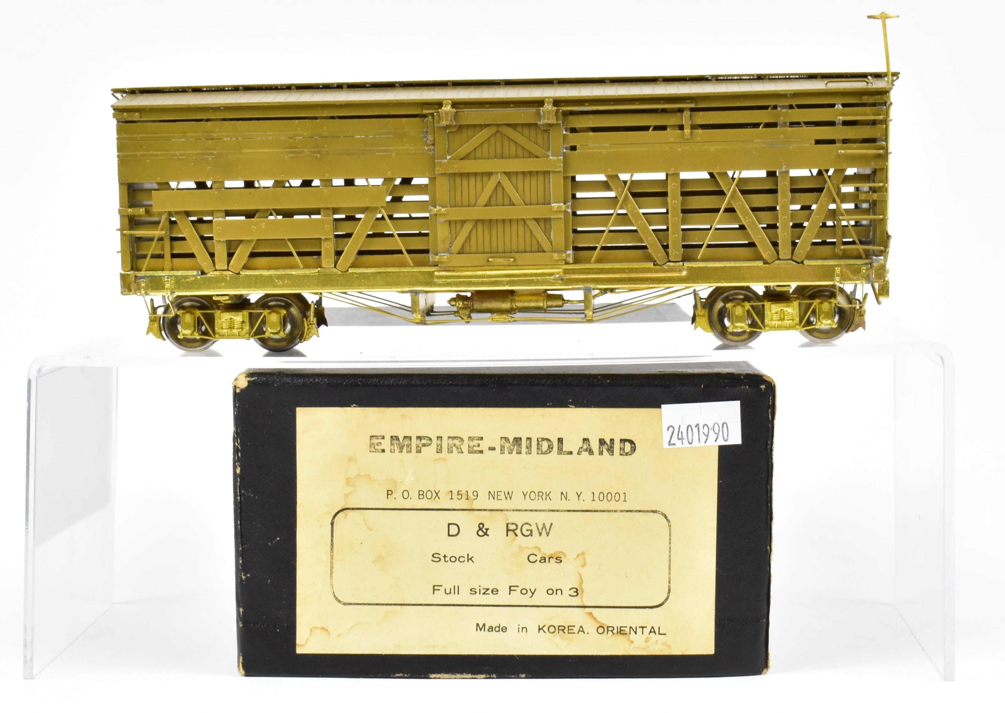 Empire Midland On3 Brass Denver & Rio Grande Western 30' Stock Car Model