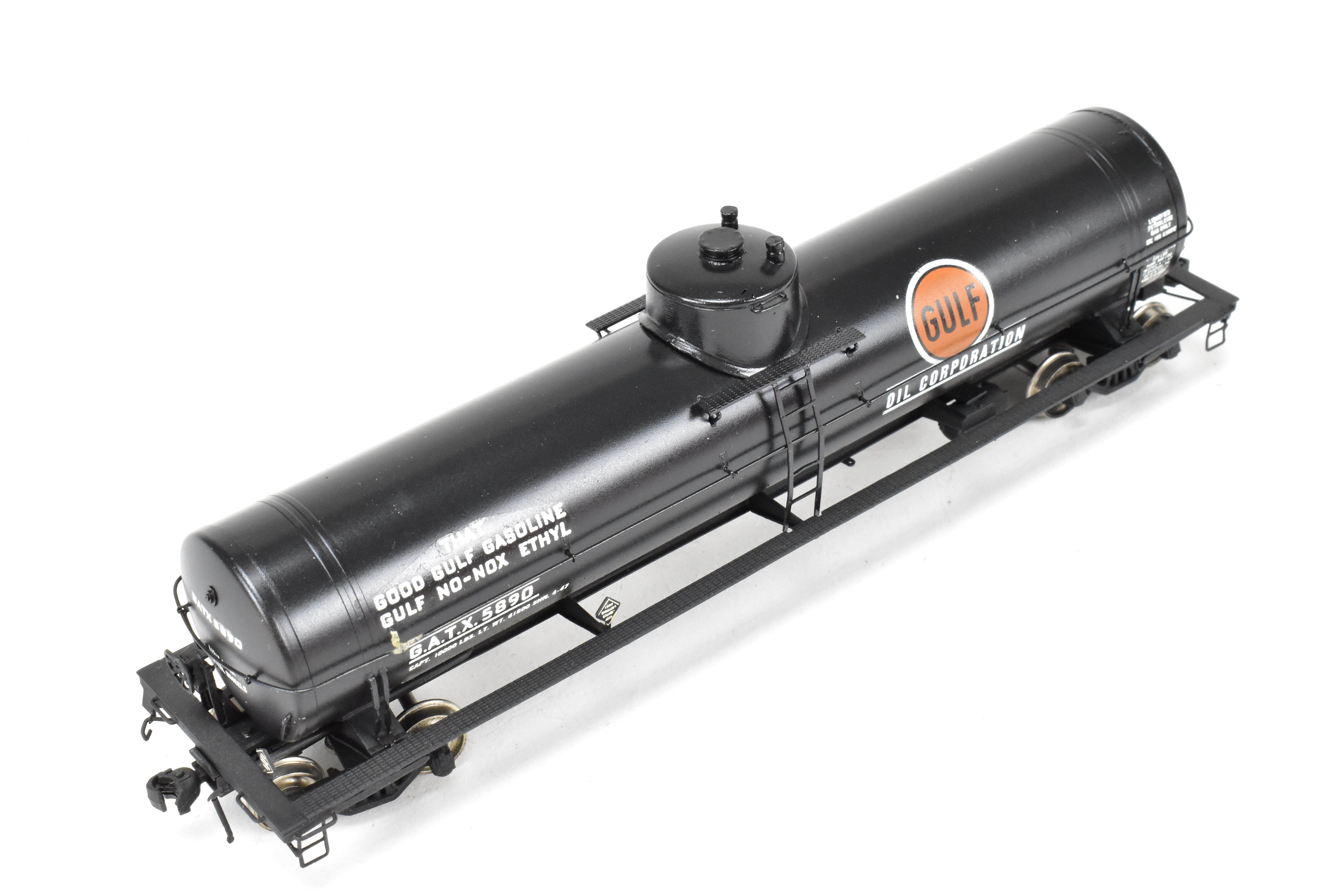 HO Scale Brass Precision Scale Co. Model 16,000 Gallon Tank Car with Gulf Oil Corporation Decals for Railroad Enthusiasts