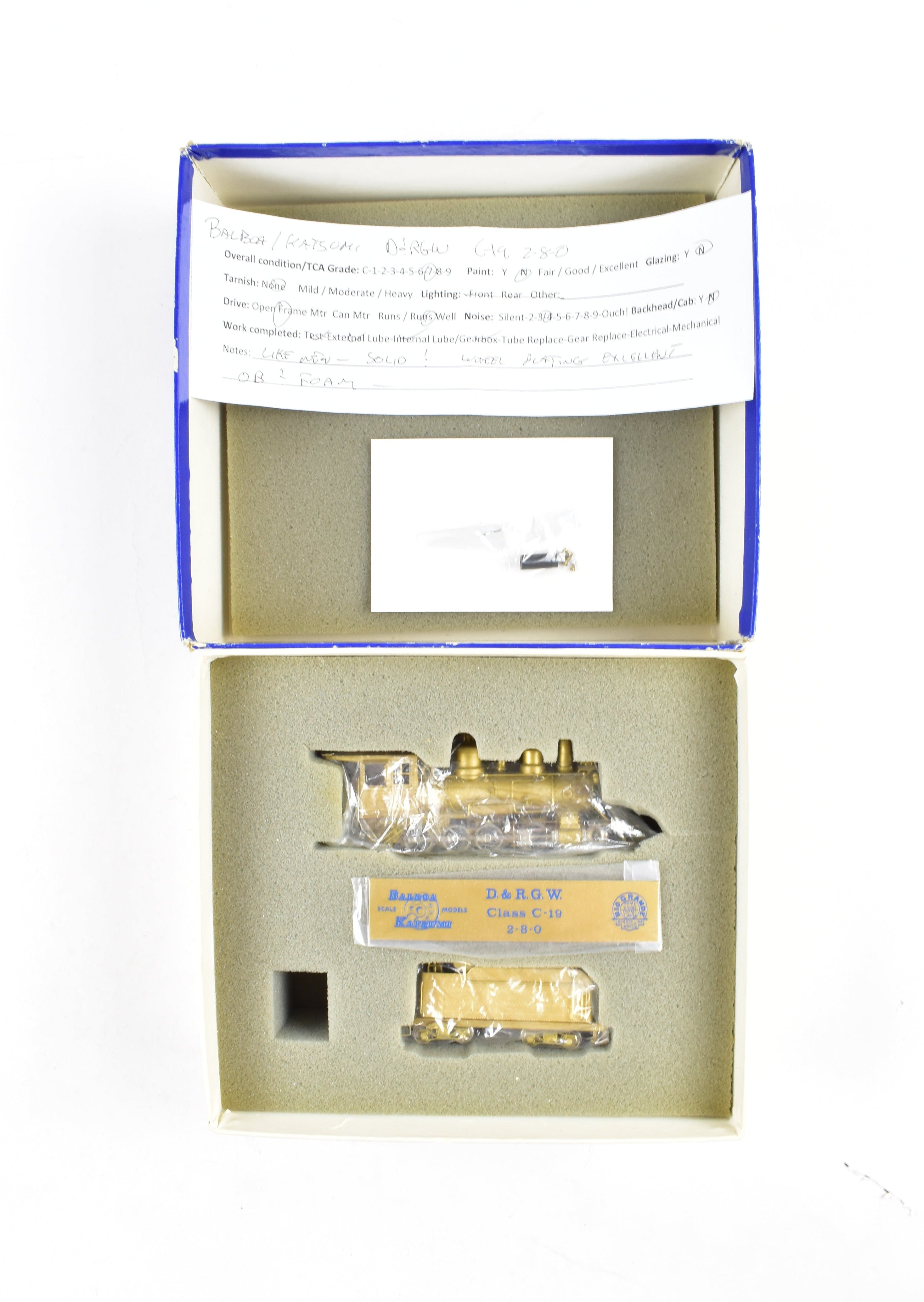 HOn3 Scale Brass Model of Balboa's Denver & Rio Grande Western C-19 2-8-0 Locomotive