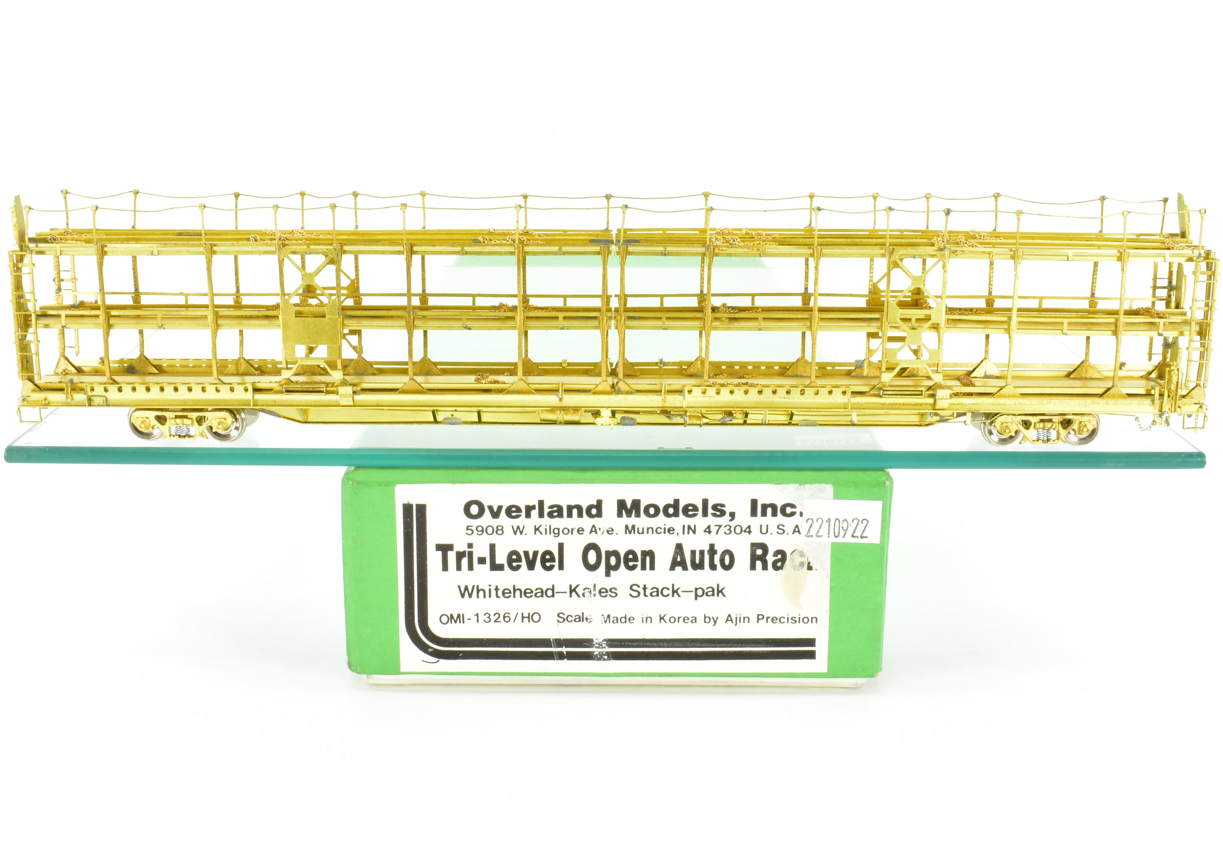HO Brass OMI Overland Models Whitehead-Kales Tri-Level Auto Rack, 1987 Run
