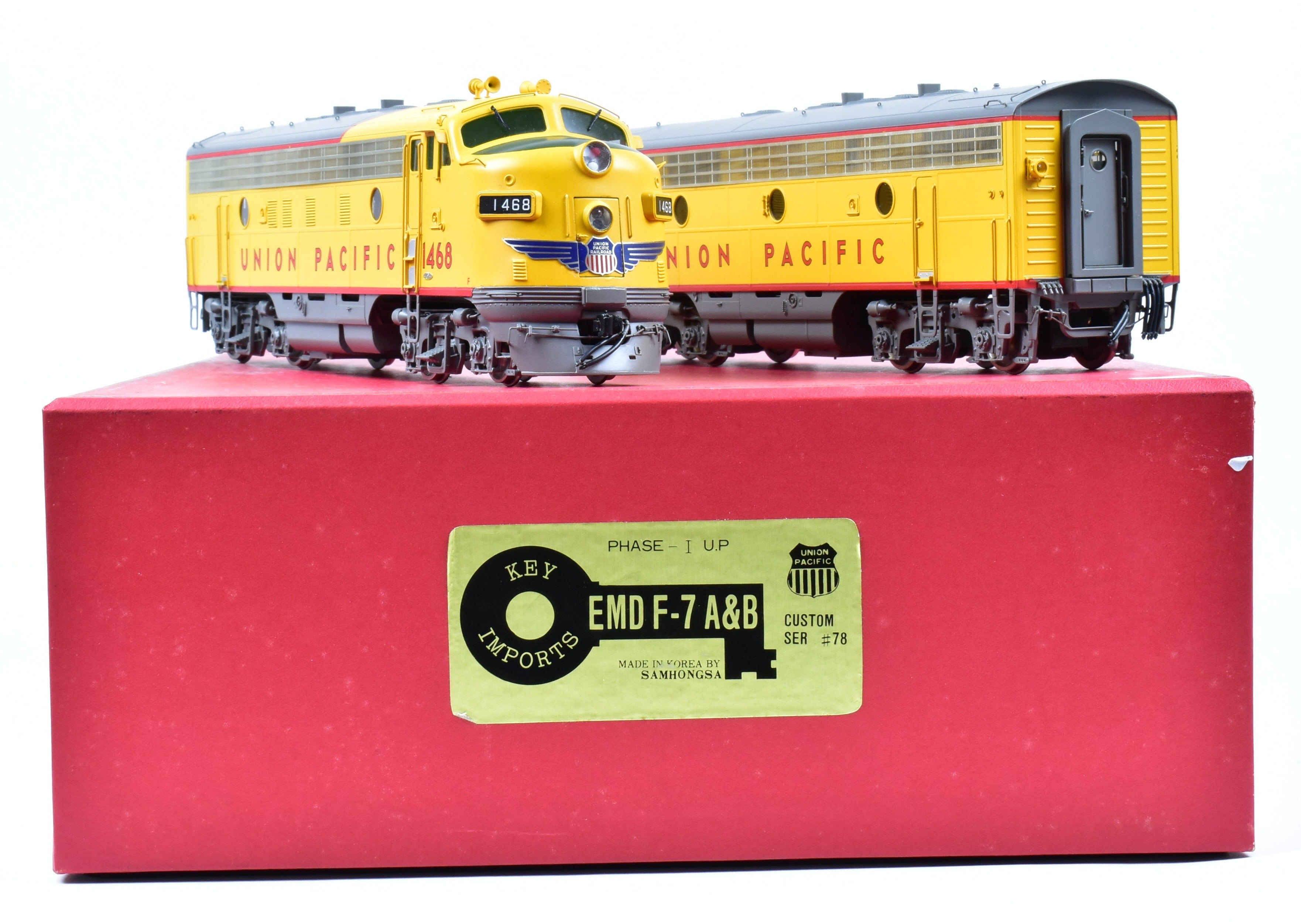 O Scale Model Train - Brass Key Imports Union Pacific EMD F - 7A/B Set, Factory - Painted Second Set with Unit Numbers 1468 & 1468B