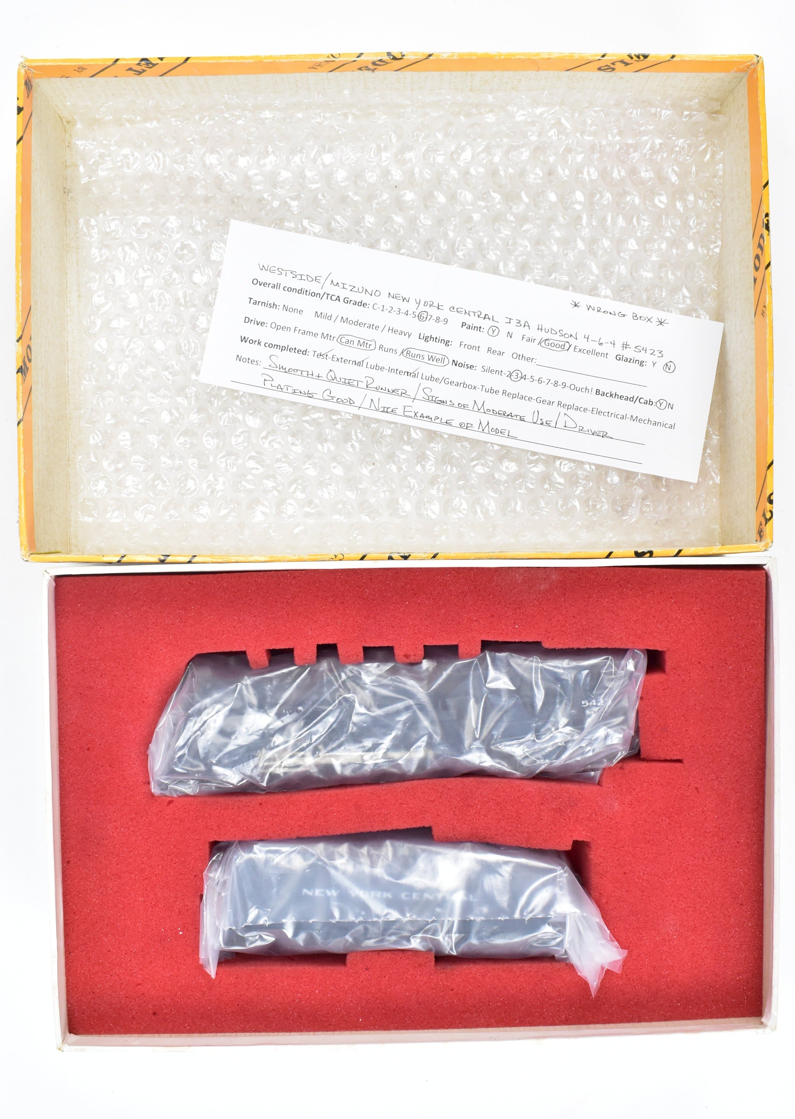 HO Scale Brass Model Train - Westside Model Co. New York Central J-3a 4-6-4 Hudson Craftsman Series No. 4 with C/P No. 5423, Incorrect Box