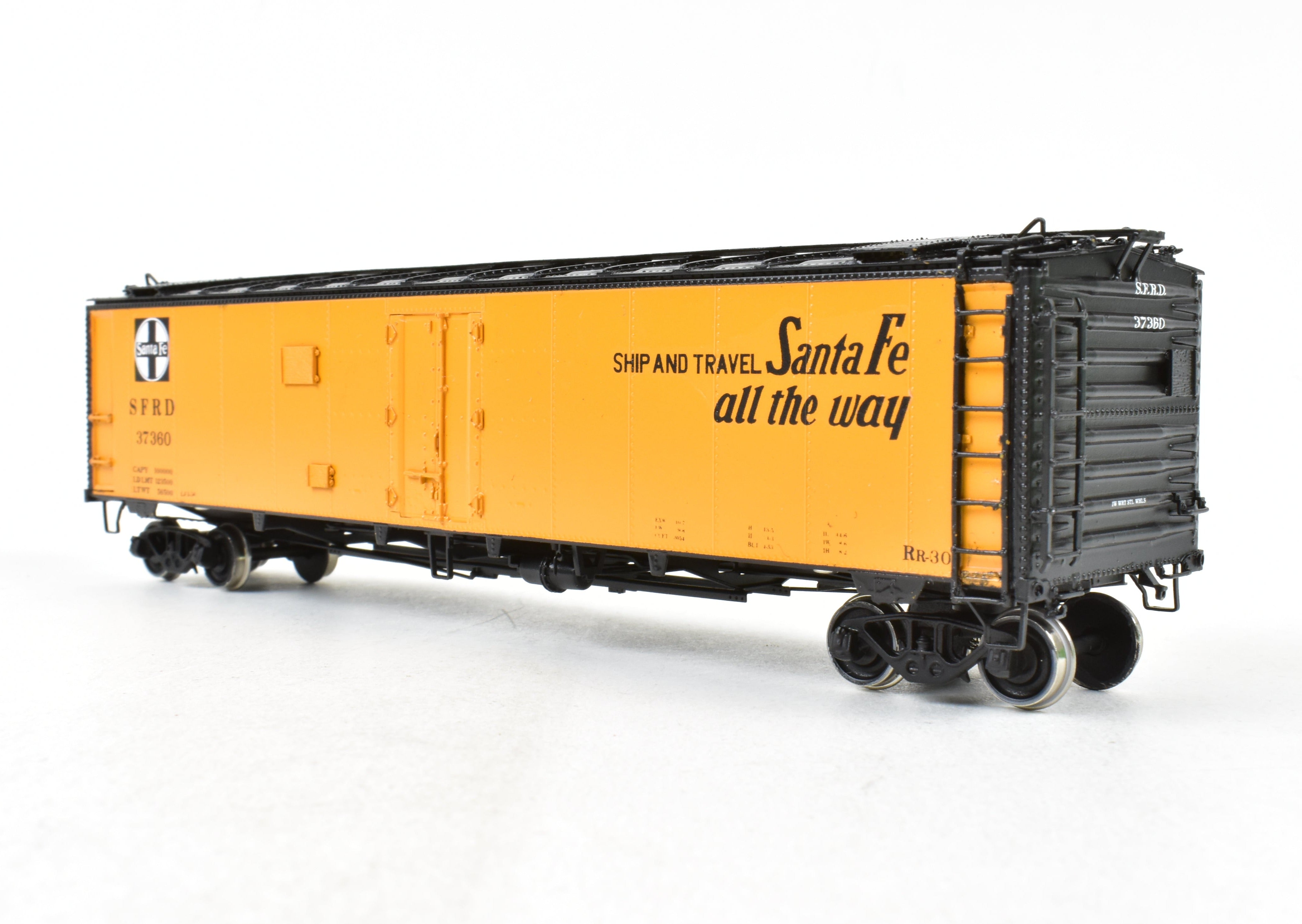 HO Scale Brass Model - Overland Models, Inc. ATSF - Santa Fe SFRD Rr - 30 Class 50 - Foot Ice Bunker Steel Refrigerator Car with Custom Painting by Turner Junction Models