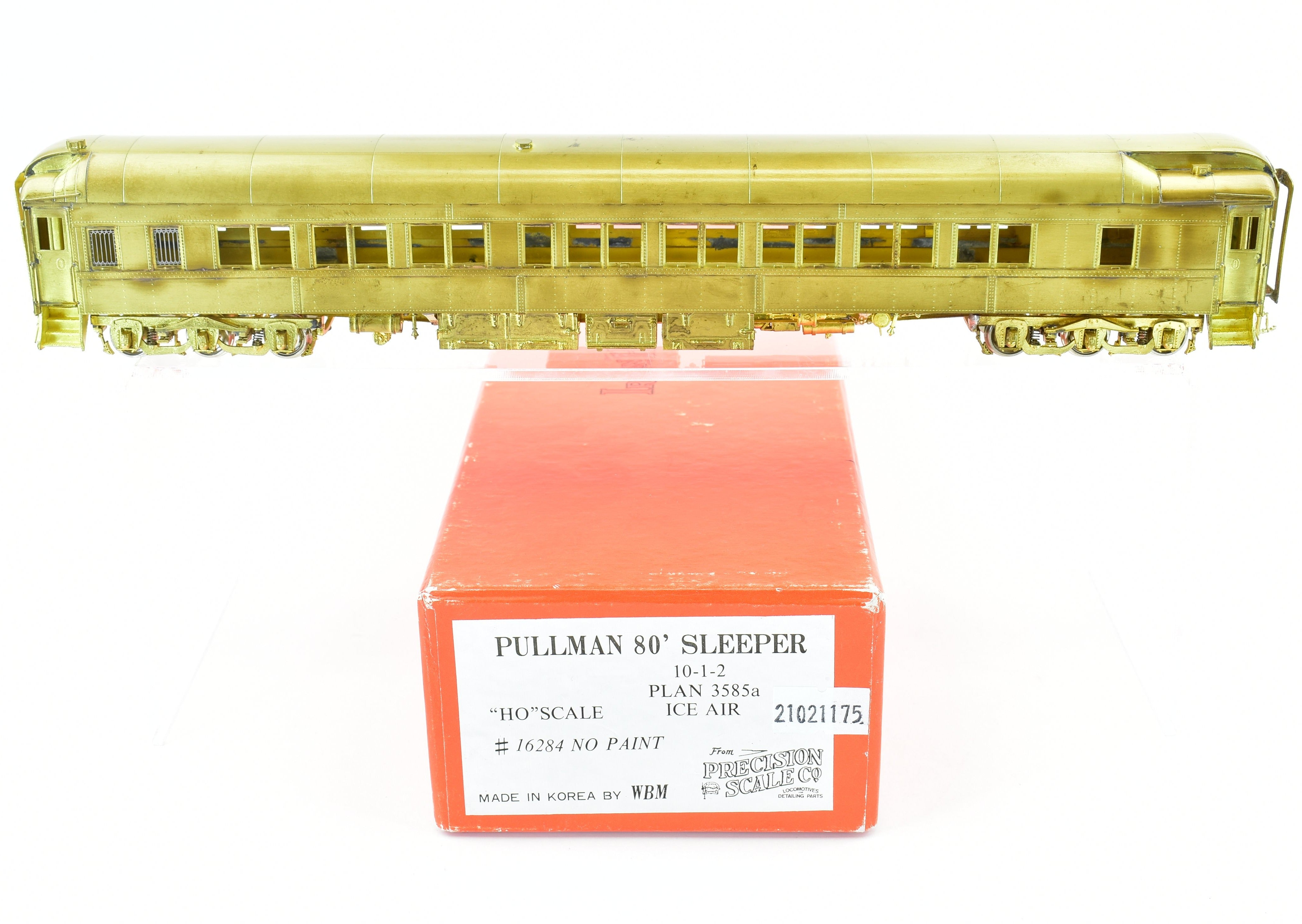 HO Scale Brass Precision Scale Co. (PSC) Pullman 80-Foot Sleeper 10-1-2 Model Plan 3585a with Ice Air Feature
