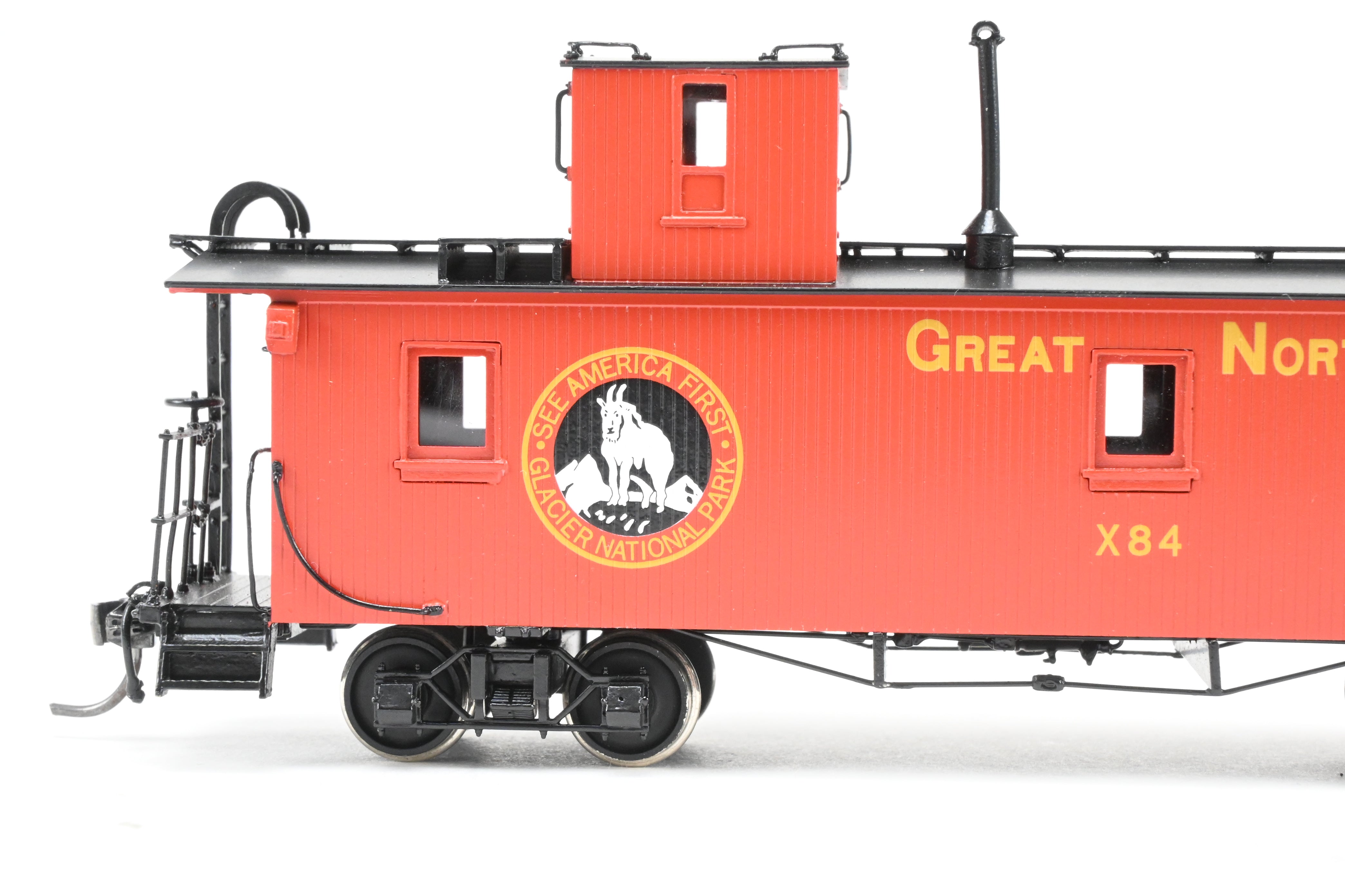 HO Scale Brass North Bank Line Great Northern 33-Foot Truss Rod Caboose Model, Product No. X84