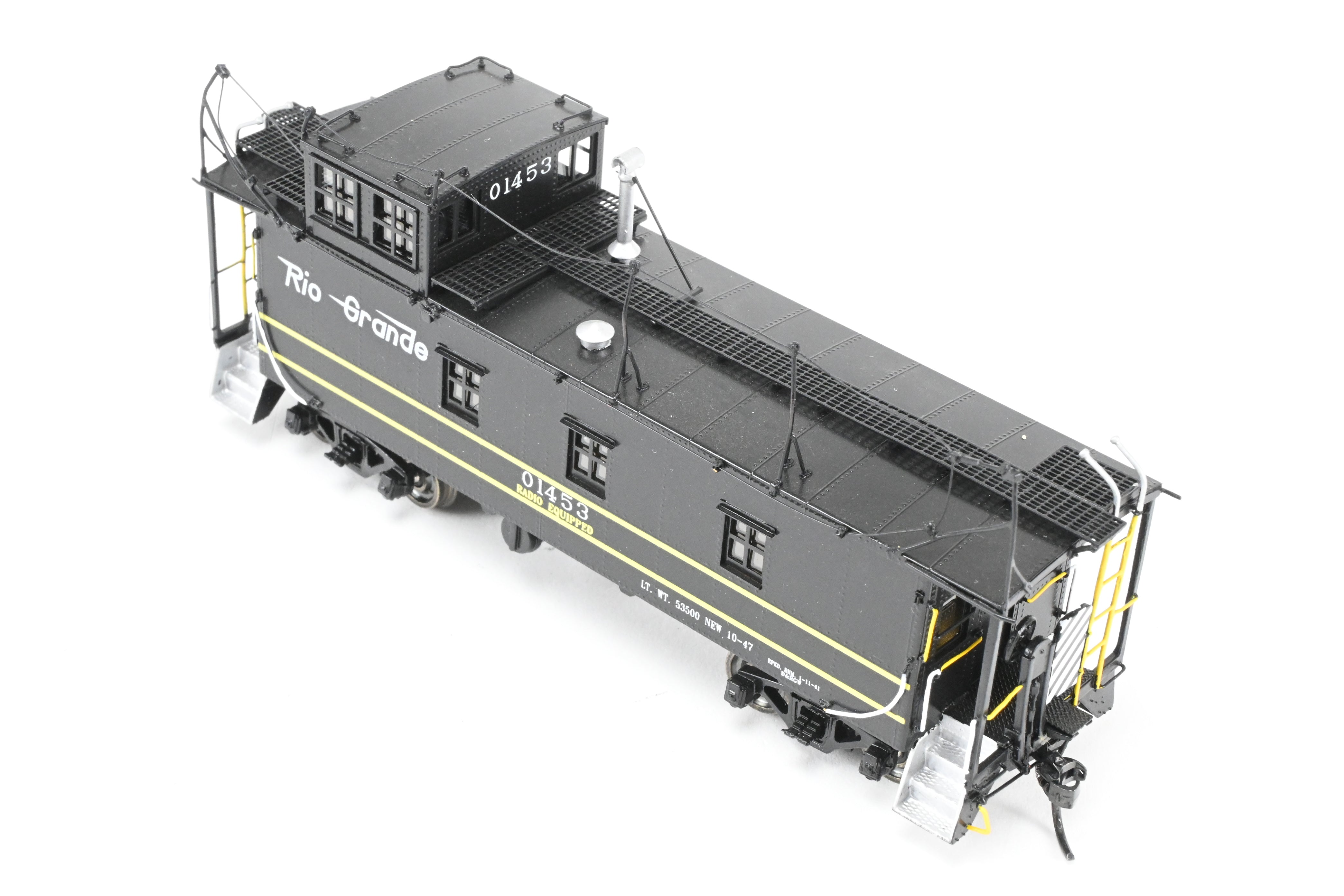 High - Quality HO Scale Brass Model Railroad Caboose by The Joint Line Co. - Denver & Rio Grande Original Riveted Steel Caboose Limited Edition FP Number 01453 with Antenna
