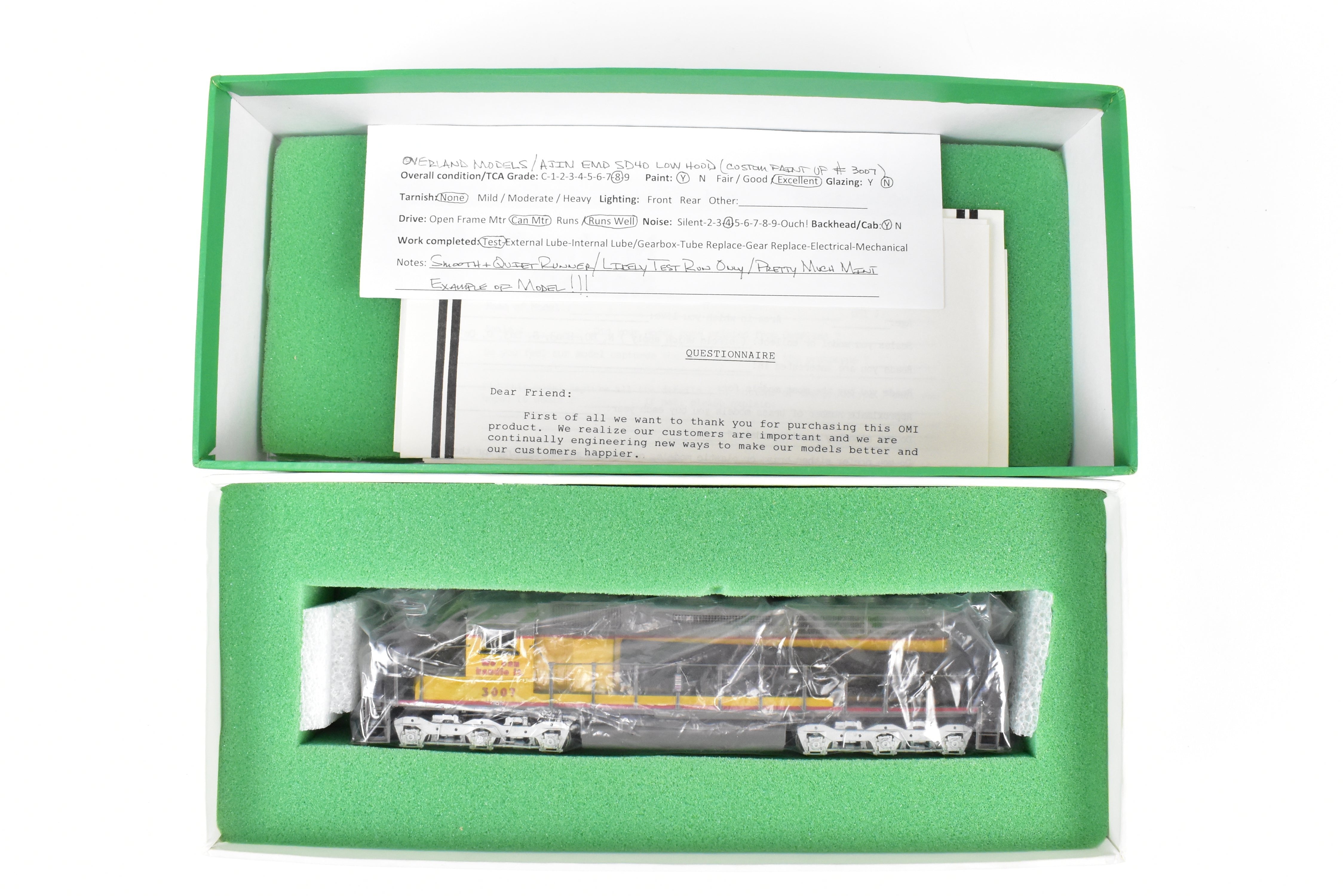 HO Scale Brass Model Train by Overland Models Inc. (OMI) - Union Pacific EMD SD40 Locomotive with Low Mounted Brake Cylinders and Low Hood, Custom Painted as CP No. 3007