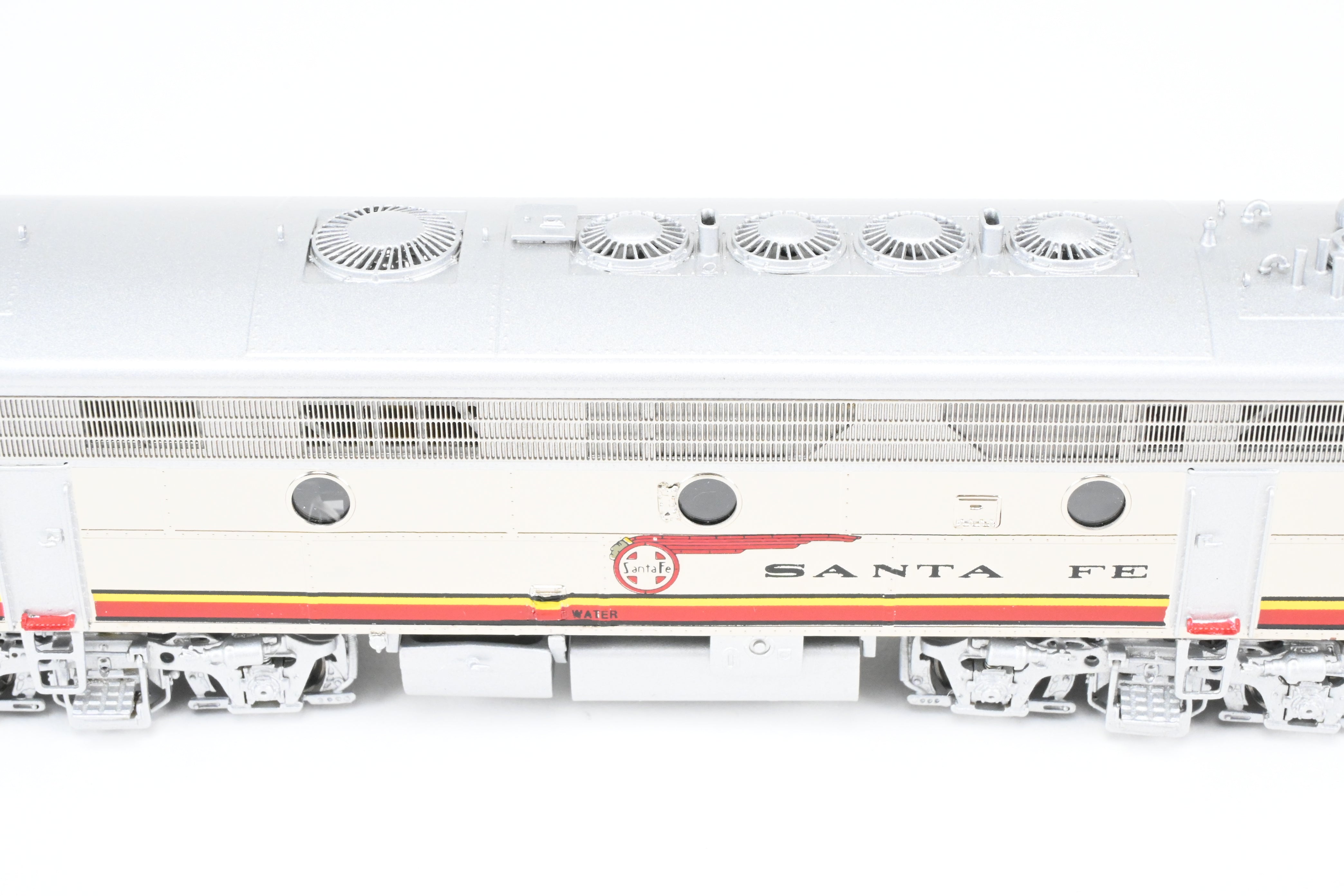 HO Scale Brass Model Train Set - Overland Models Inc. ATSF - Santa Fe EMD F7 A - B - B - A Set #1 (1950's Era FP) with Cars #42L, 42A, 42B, 42C