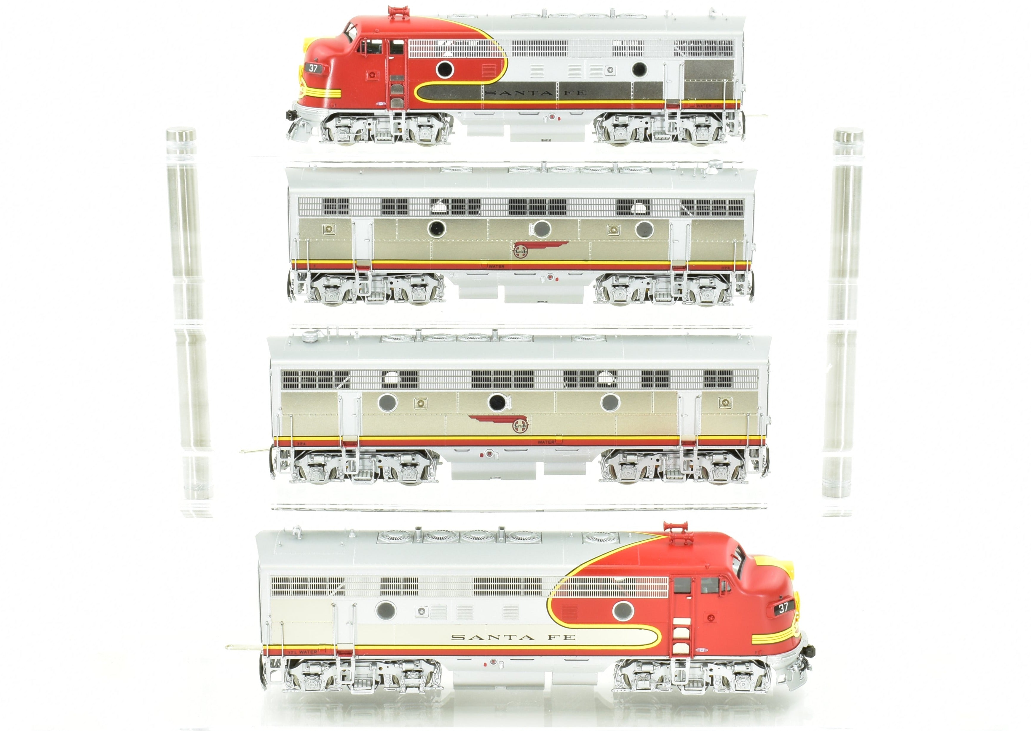 High - Quality HO Scale Brass Diesel Locomotive CON CIL - Challenger Imports ATSF Santa Fe Passenger Service EMD F7 A/B/B/A Set with Factory Painting and Plating