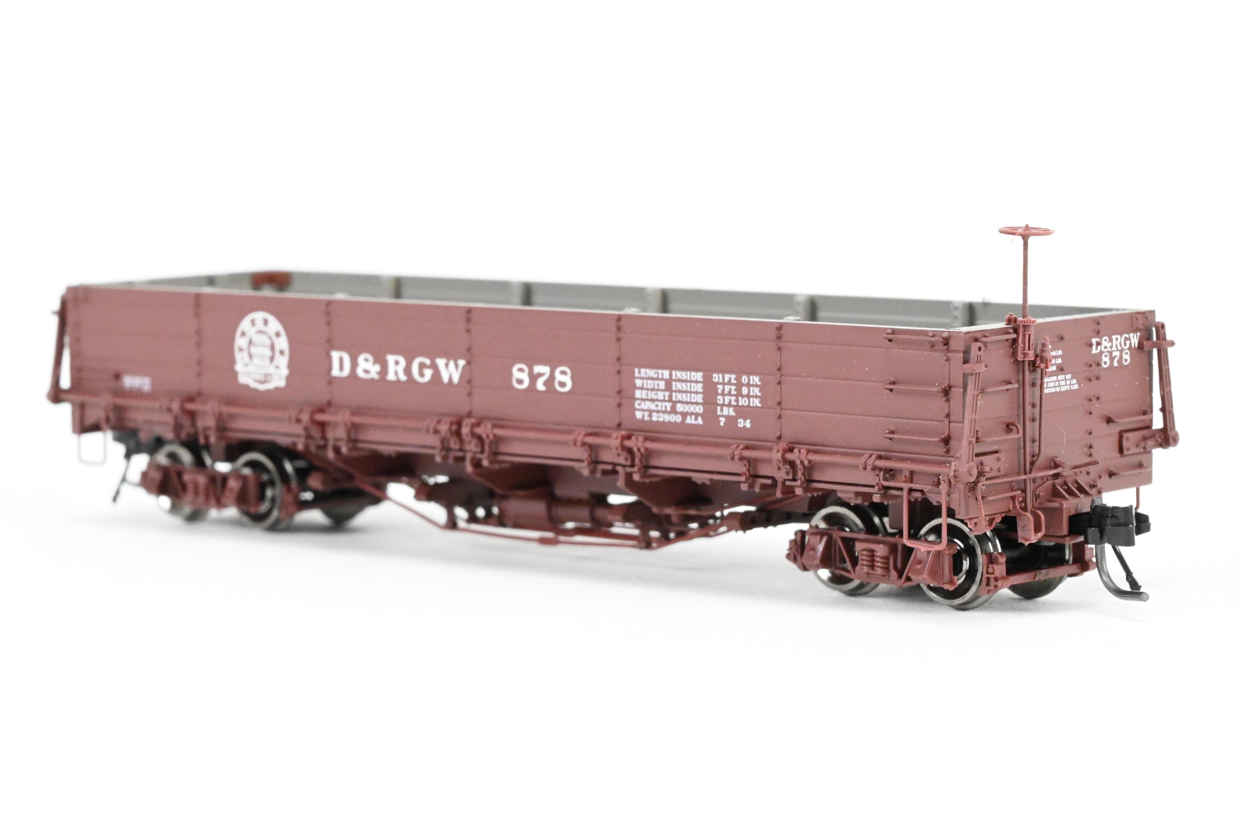 HOn3 Blackstone Models D&RGW - Denver & Rio Grande Western Brown Drop - Bottom Gondola No. 878