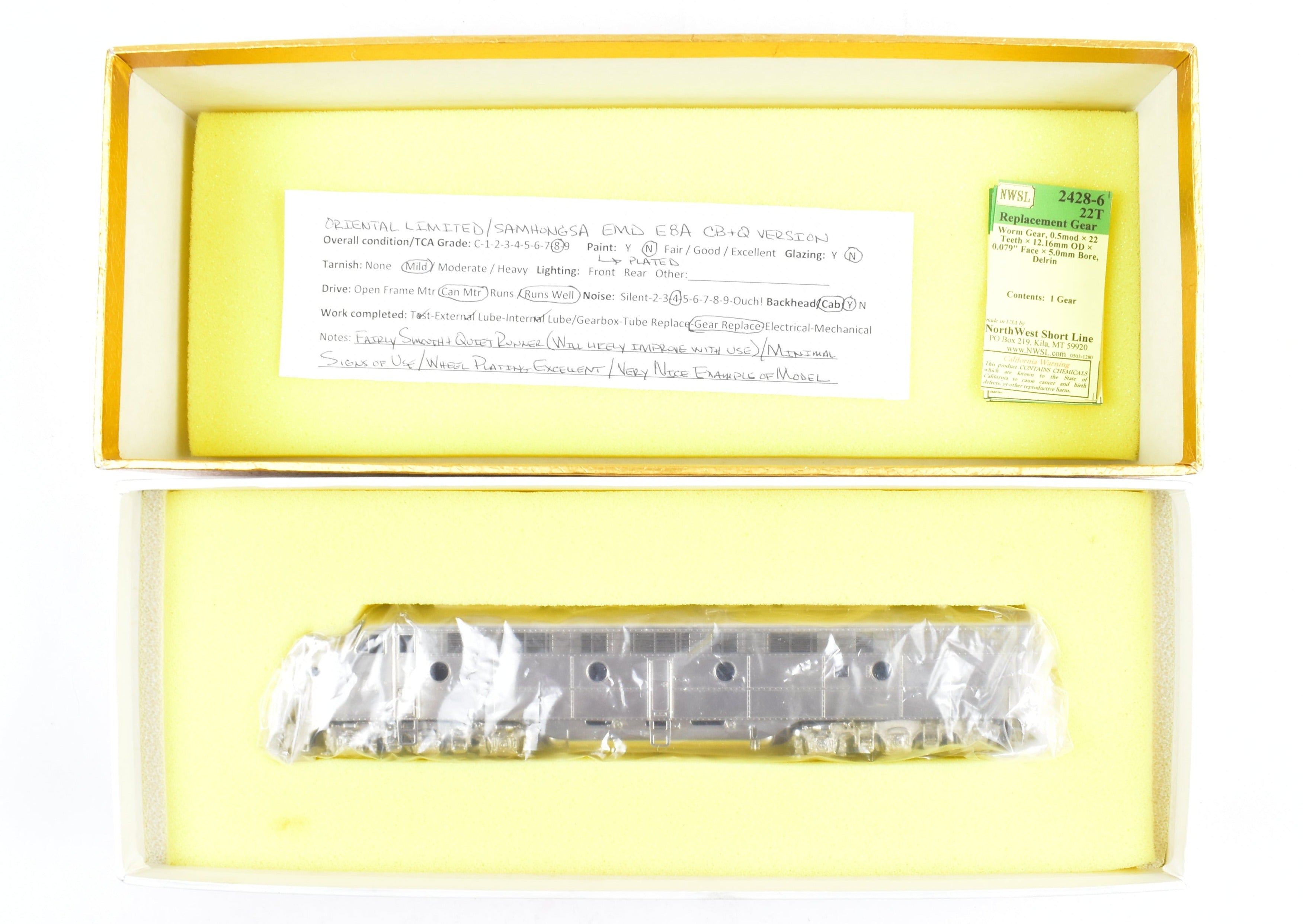 HO Scale Brass Oriental Limited CB&Q - Burlington Route EMD E8A 2250 HP Factory Plated Model