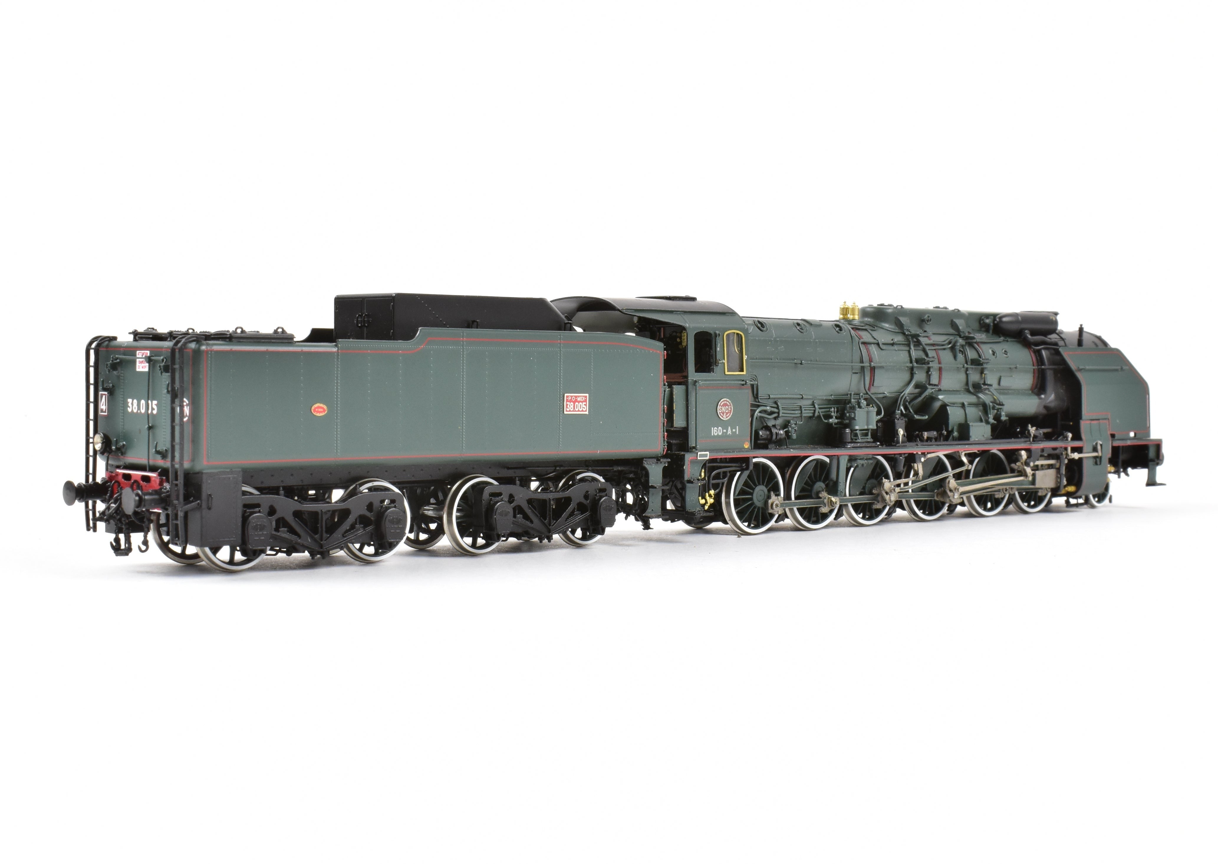HO Scale Brass Micro - Metakit SNCF 2 - 12 - 0 Heavy Freight 160 - A FP Green Model