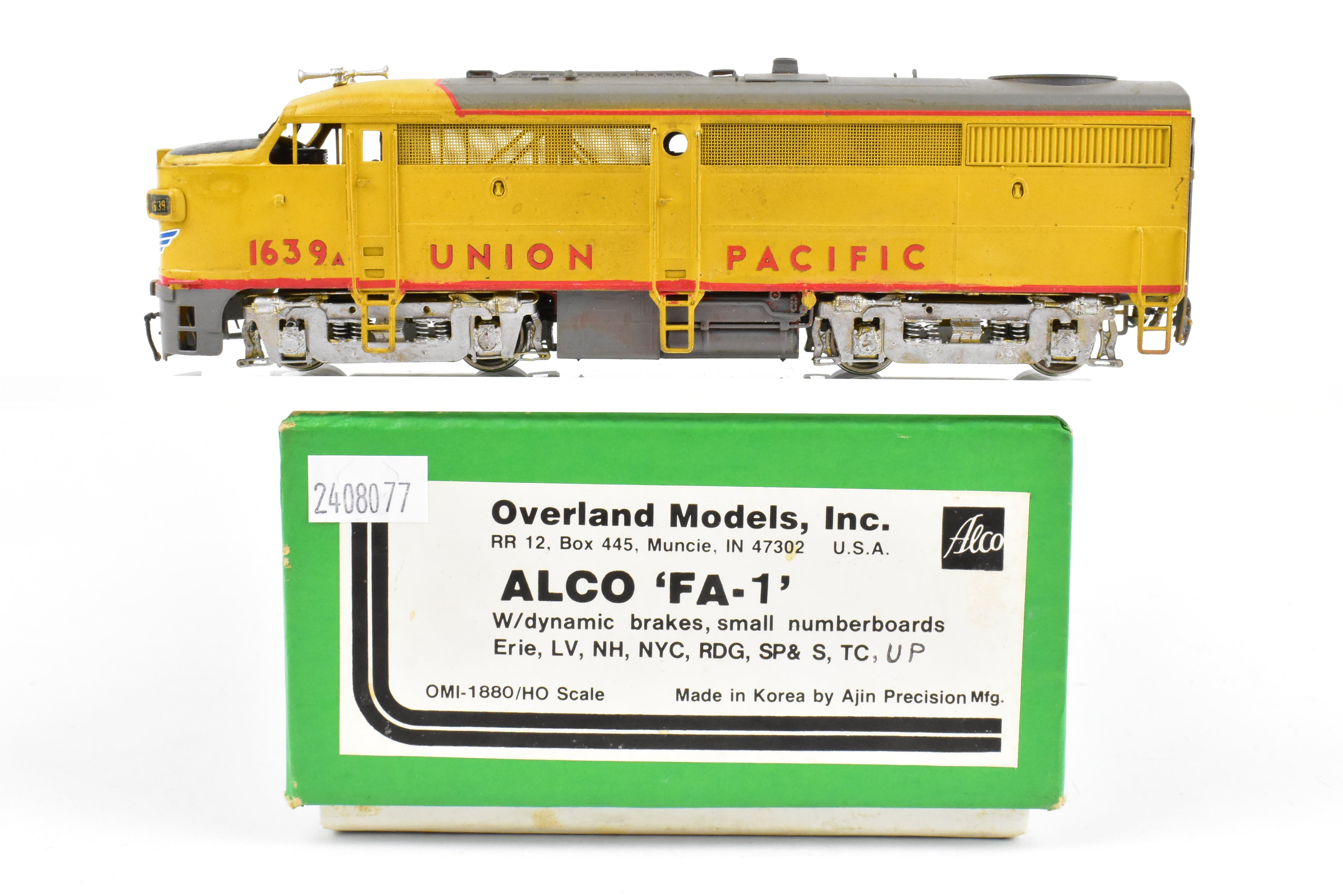 HO Brass OMI UP Union Pacific Alco FA-1 with Dynamic Brakes, Weathered #1639a
