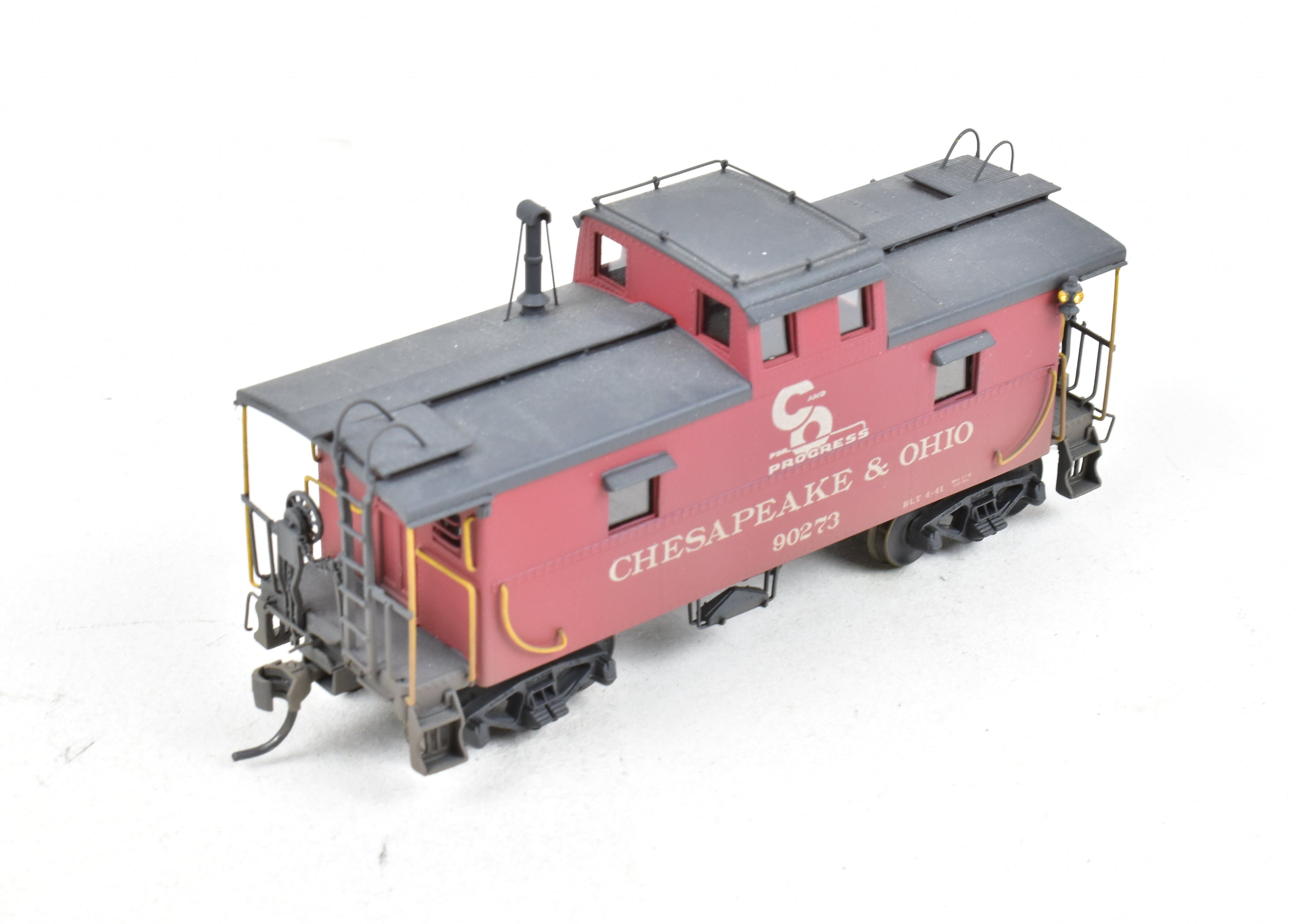 HO Scale Brass OMI - Overland Models, Inc. Chesapeake & Ohio (C&O) Steel Caboose from #90200 - 90299 Series, Custom - Painted and Weathered No. 90273 Model Train Collectible