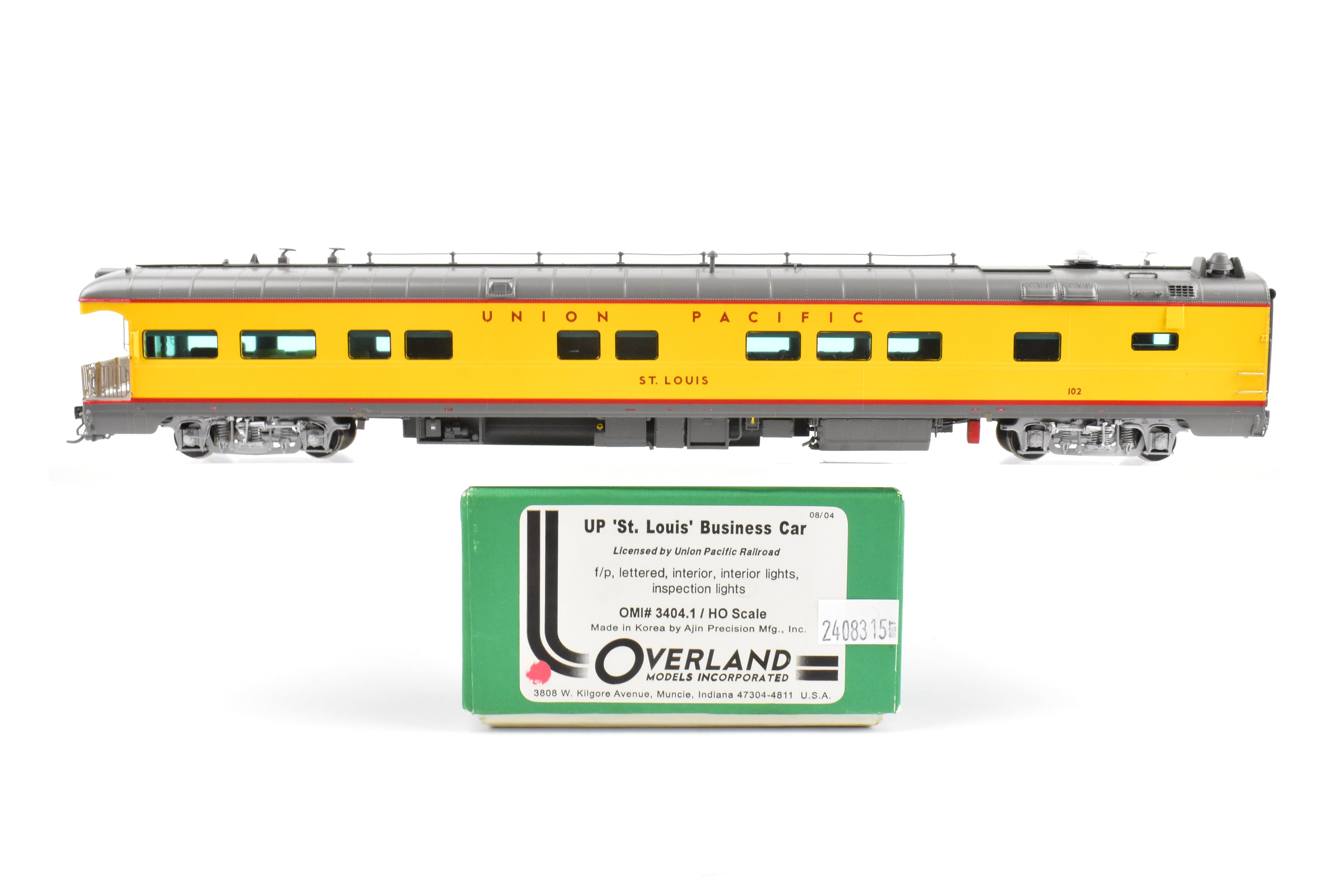 HO Brass OMI - Overland Models Union Pacific St Louis Business Car FP 102 w/Lights