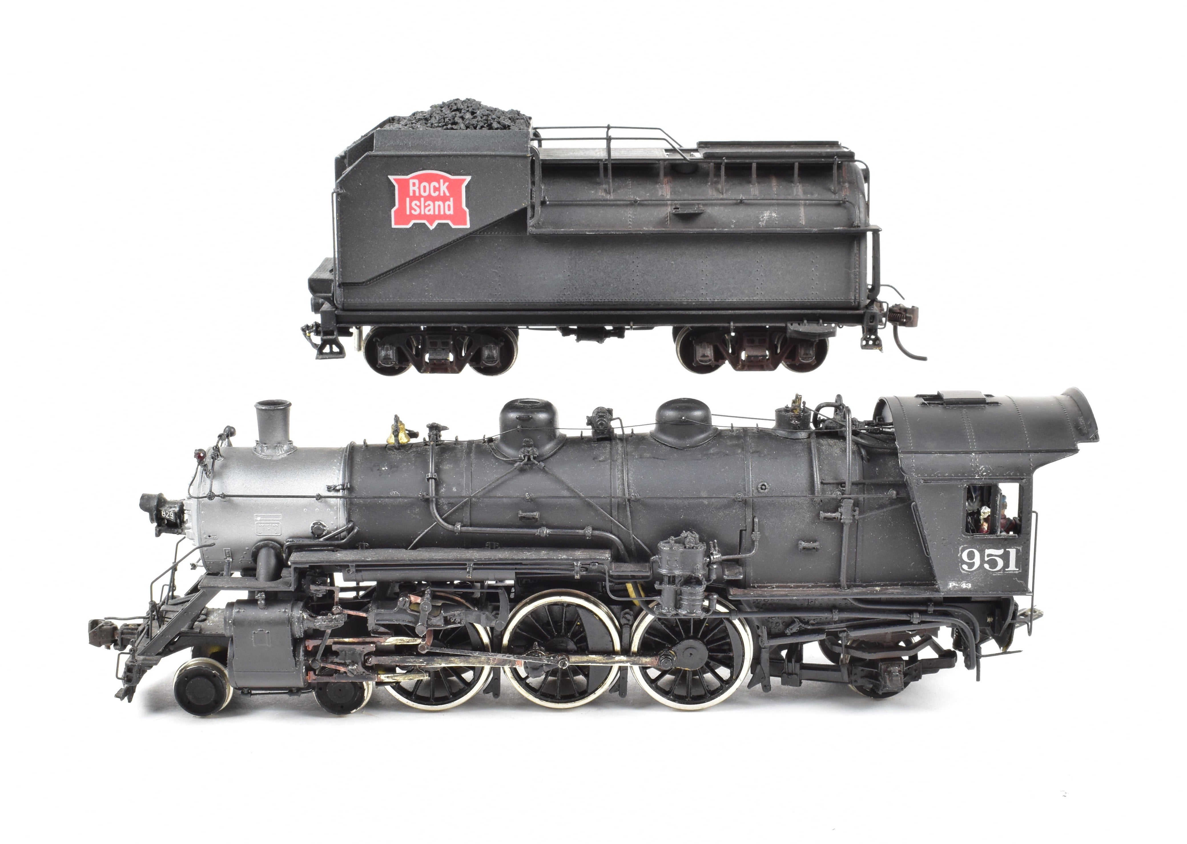 HO Scale Brass Model Train - Overland Models CRI&P Rock Island P-42 4-6-2 Pacific Steam Locomotive CP #951 Weathered with Authentic Detailing
