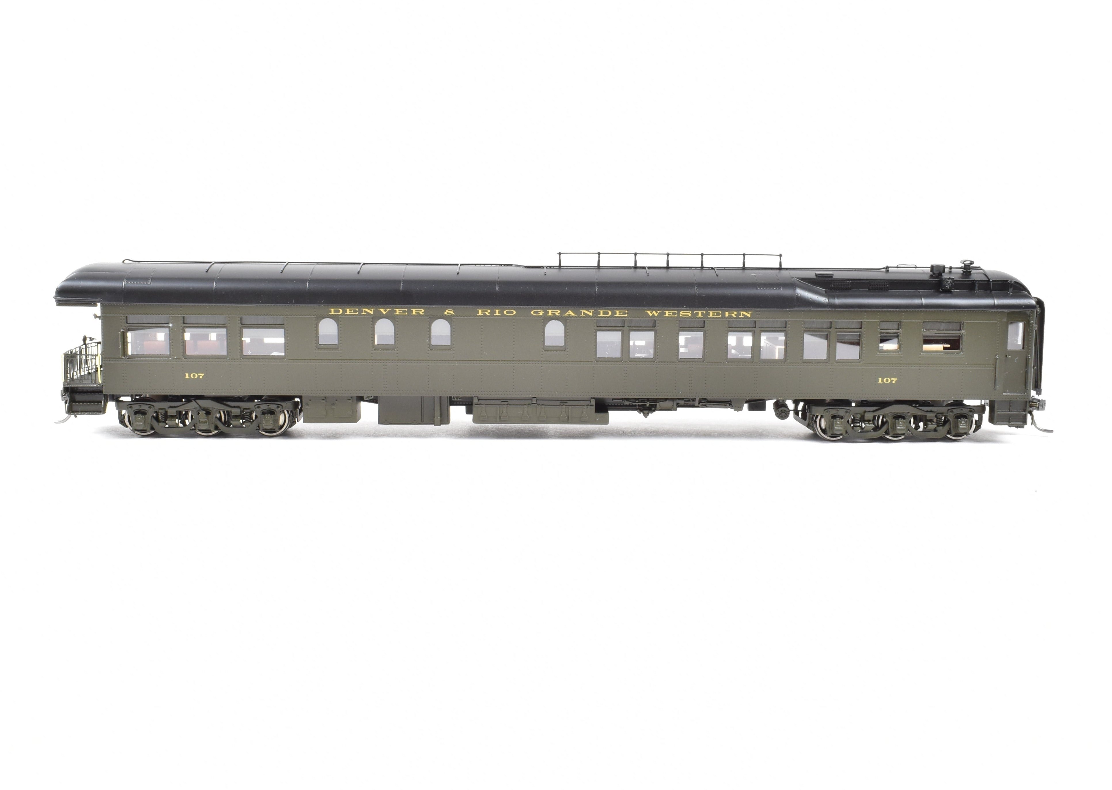 HO NEW Brass North Bank Line D&RGW 107 Business Car in Pullman Green (1951 - 1955)