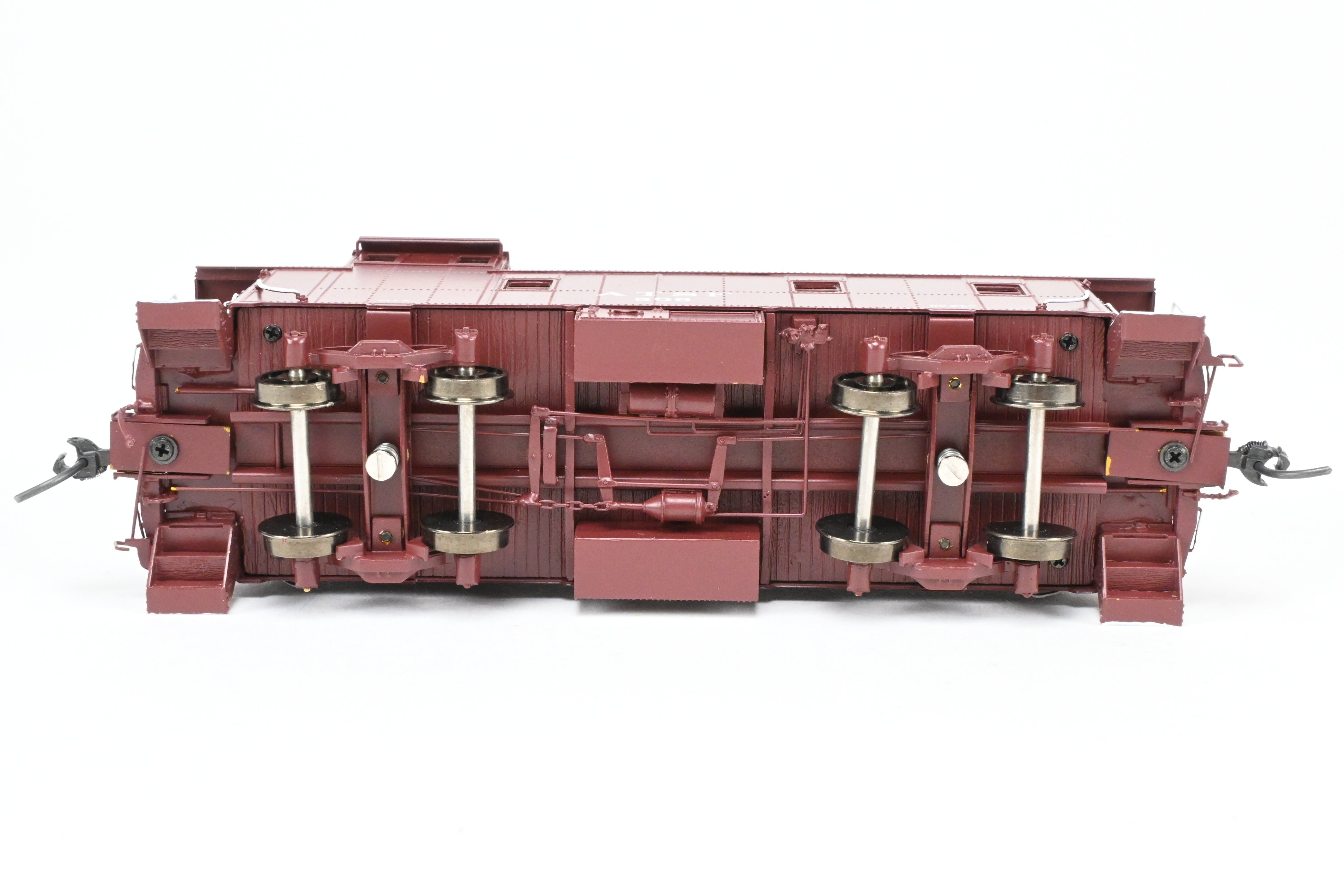 HO Scale Brass Division Point (DVP) Santa Fe Style Peaked Roof Caboose with Antenna and Factory Painted Finish, Road Number FP #506