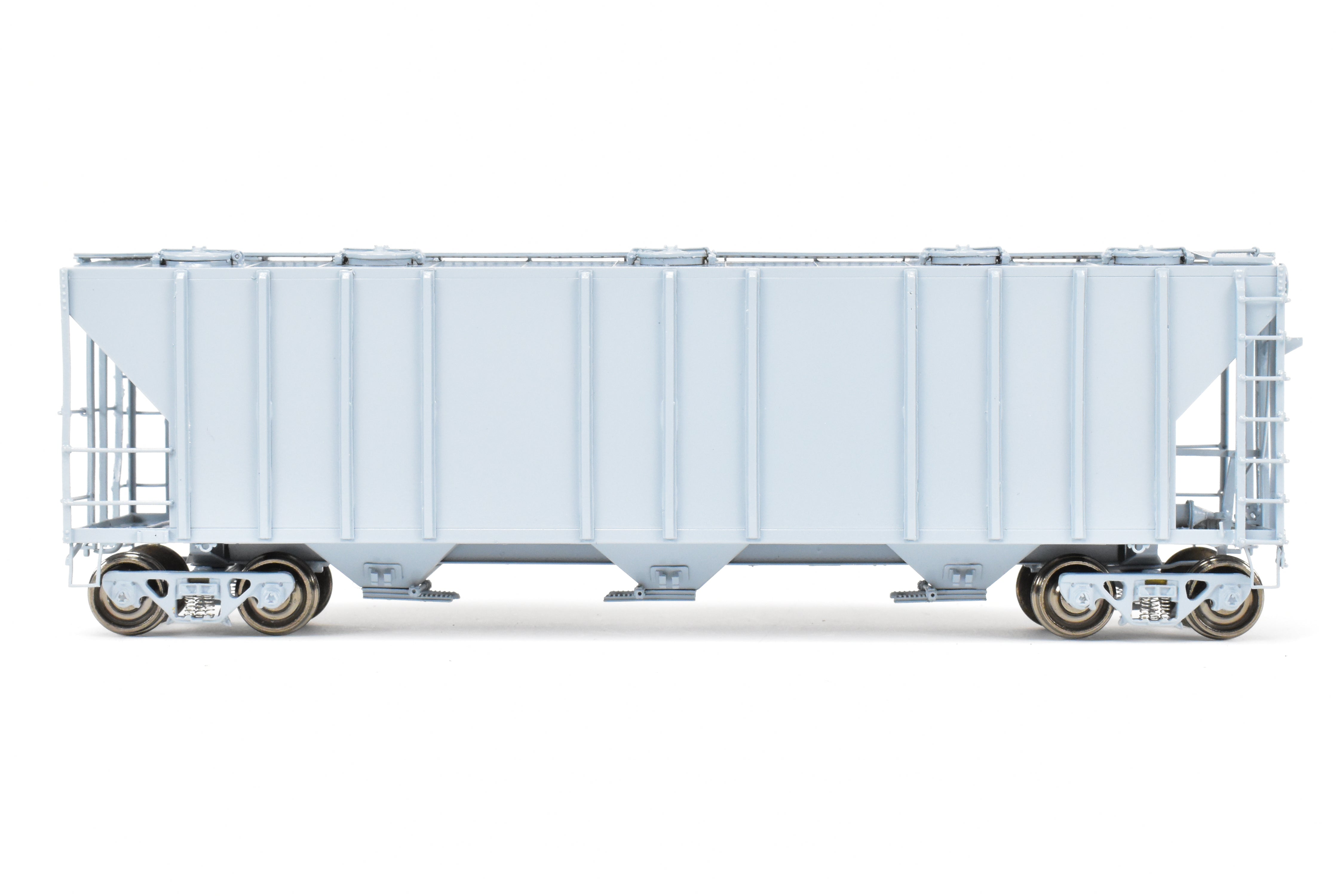 HO Brass OMI PS-2 Central Discharge Covered Hopper Car, Scalecoat #20 Gray Unlettered