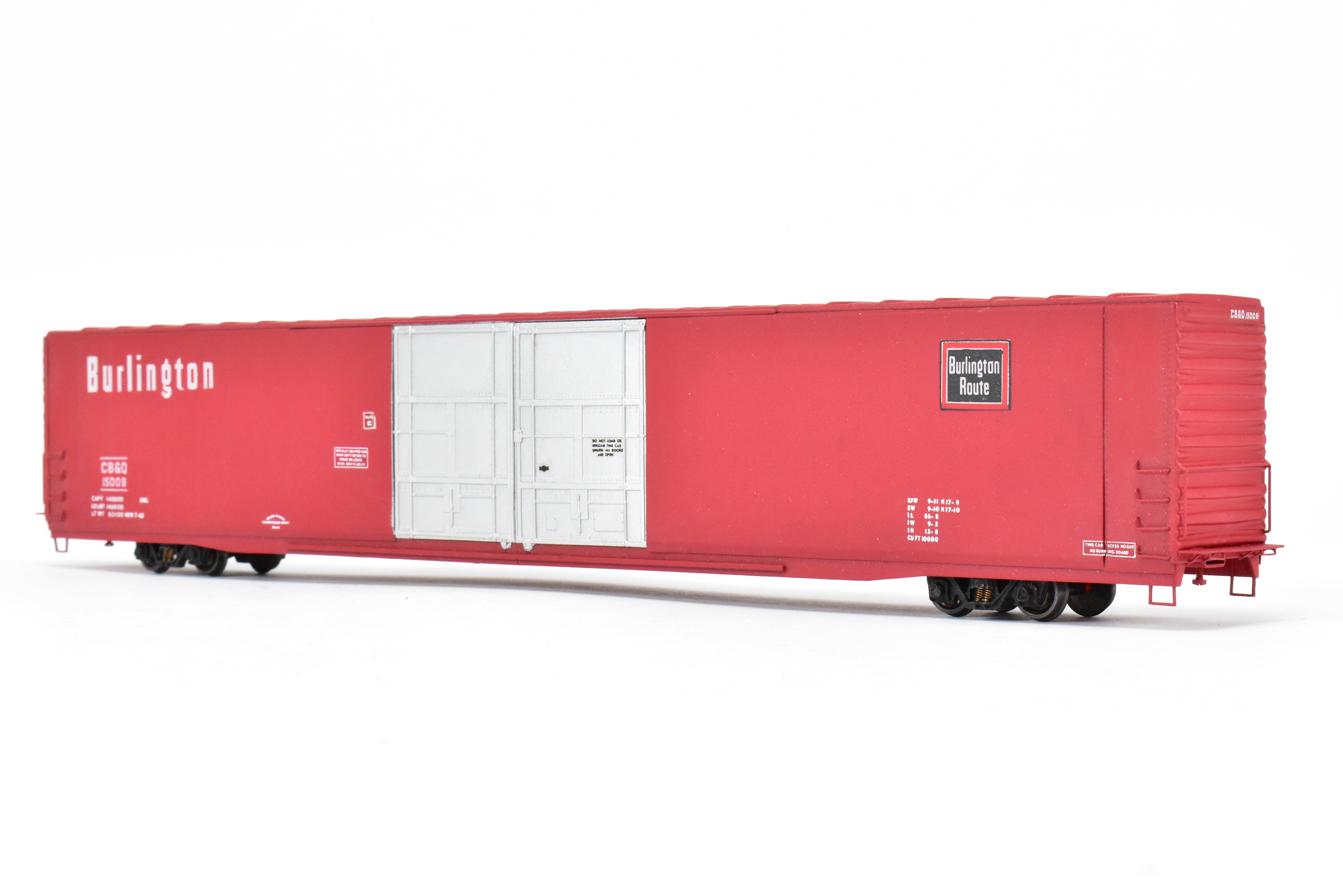 HO Scale Brass Model Trains - HO Brass Trains Inc. CB&Q Burlington Route 86-Foot High-Cube Boxcar Model CP CB&Q 15009