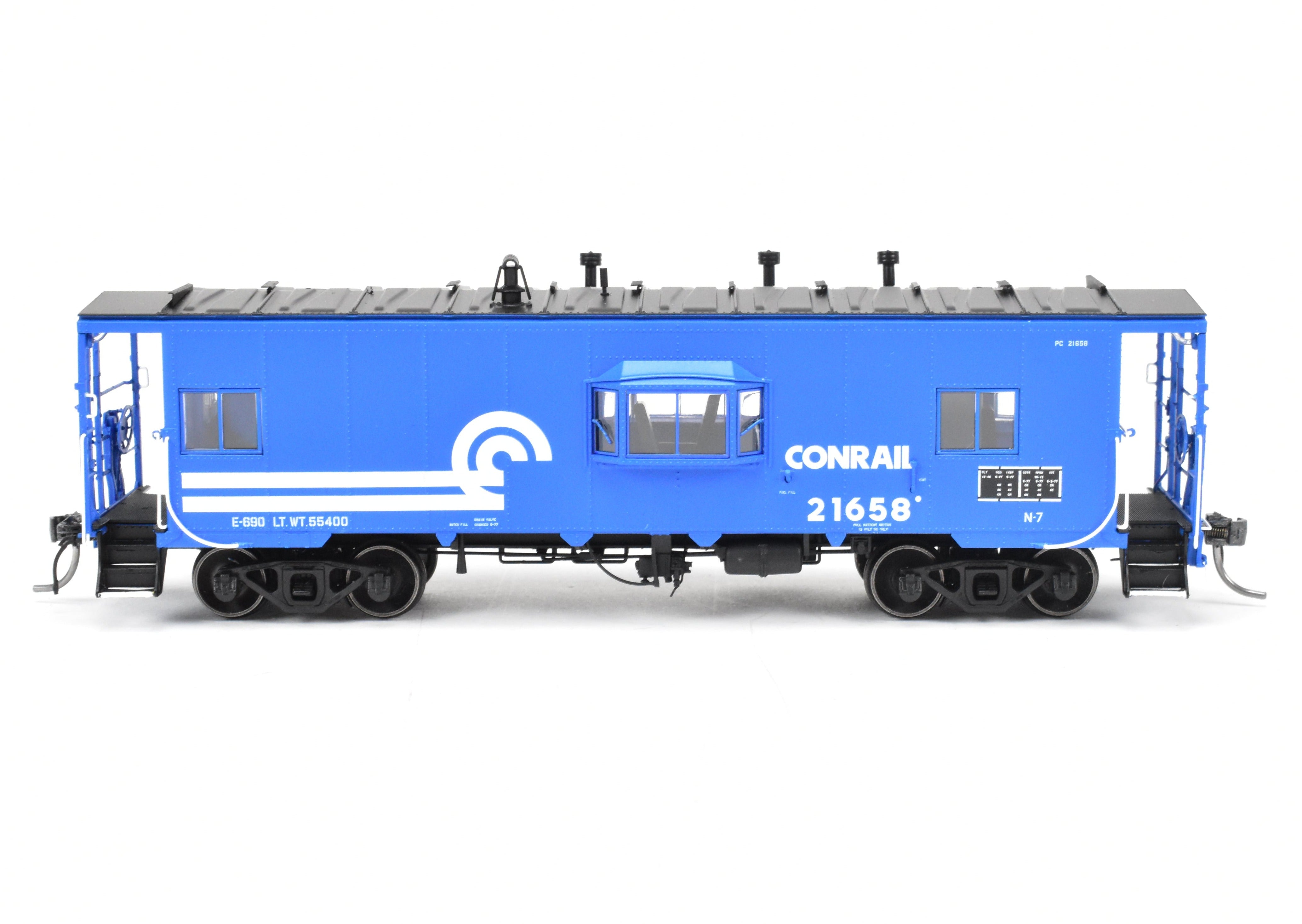 HO Scale Model Train - Conrail N7 Class Steel Bay Window Caboose 1977+ F/P No. 21658 by Tangent Scale Models