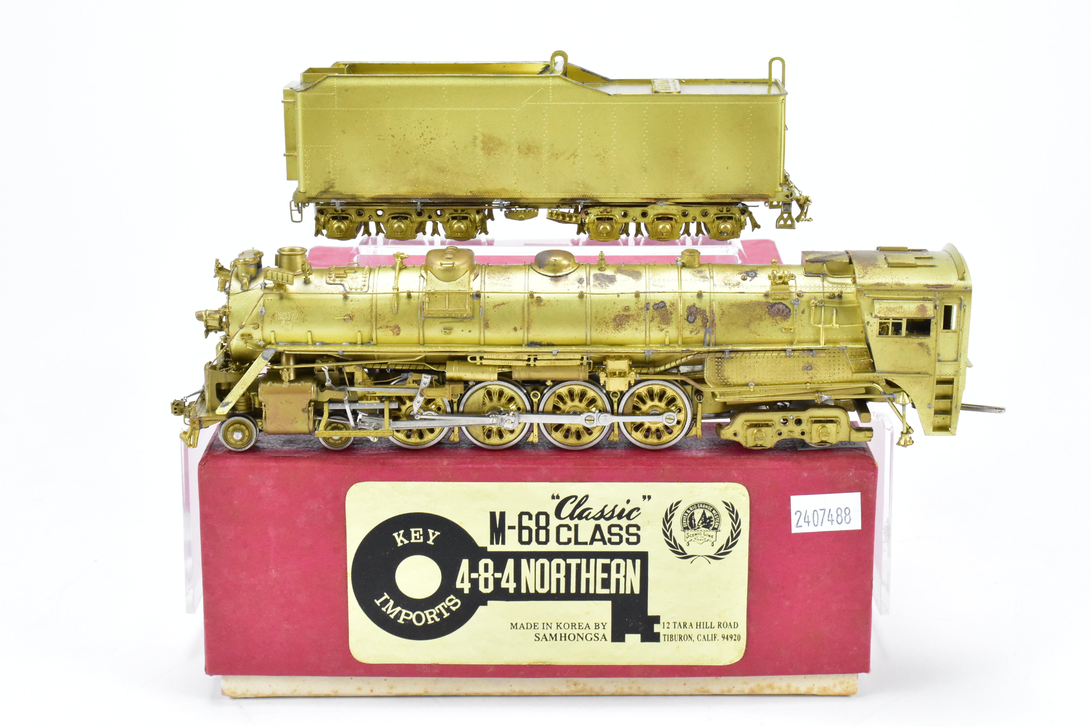 HO Scale Brass Key Imports D&RGW - Denver & Rio Grande Western M-68 4-8-4 Northern Model Train for Collectors