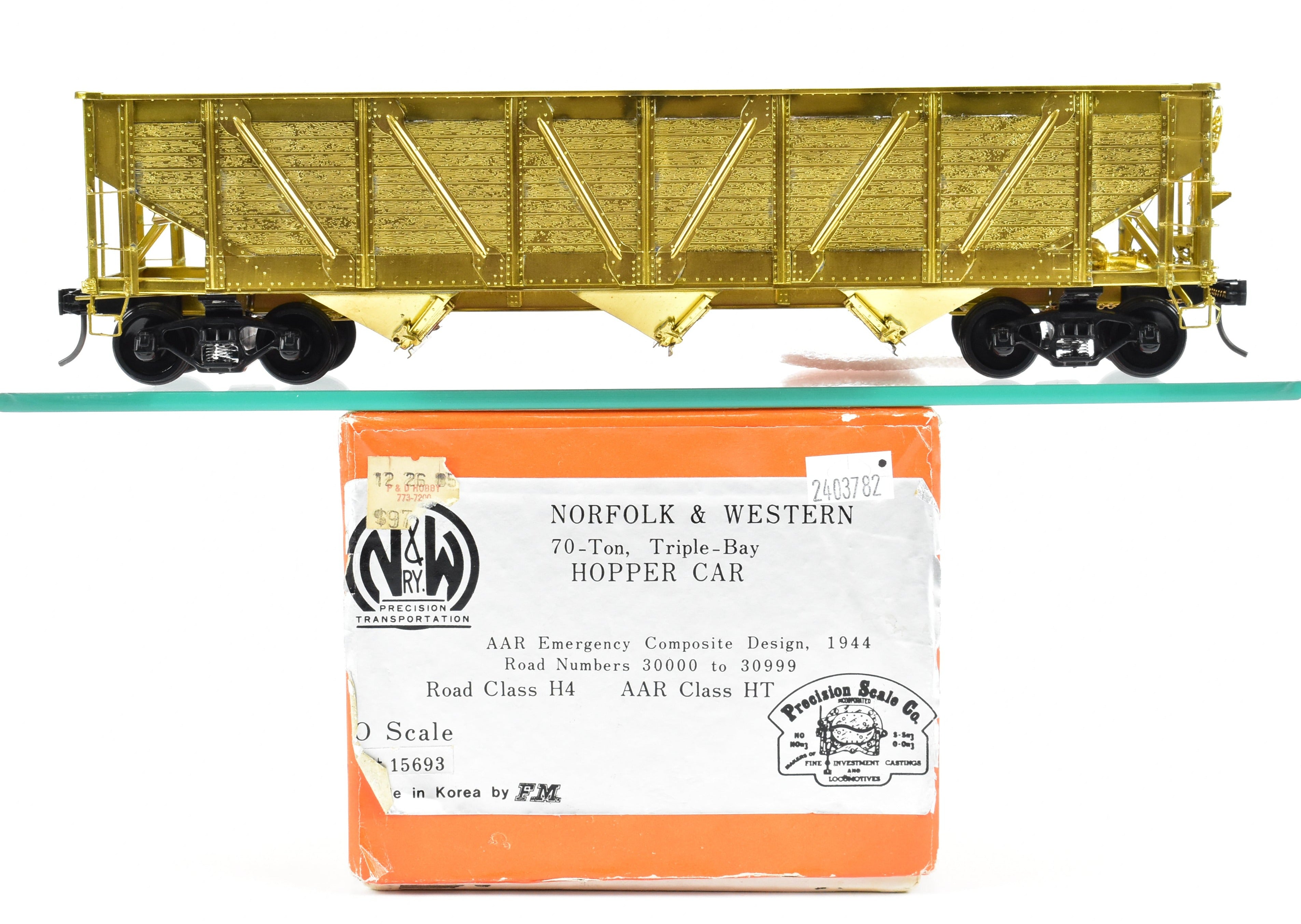 O Brass Precision Scale Co. Norfolk & Western 70-Ton Triple Bay Hopper Model