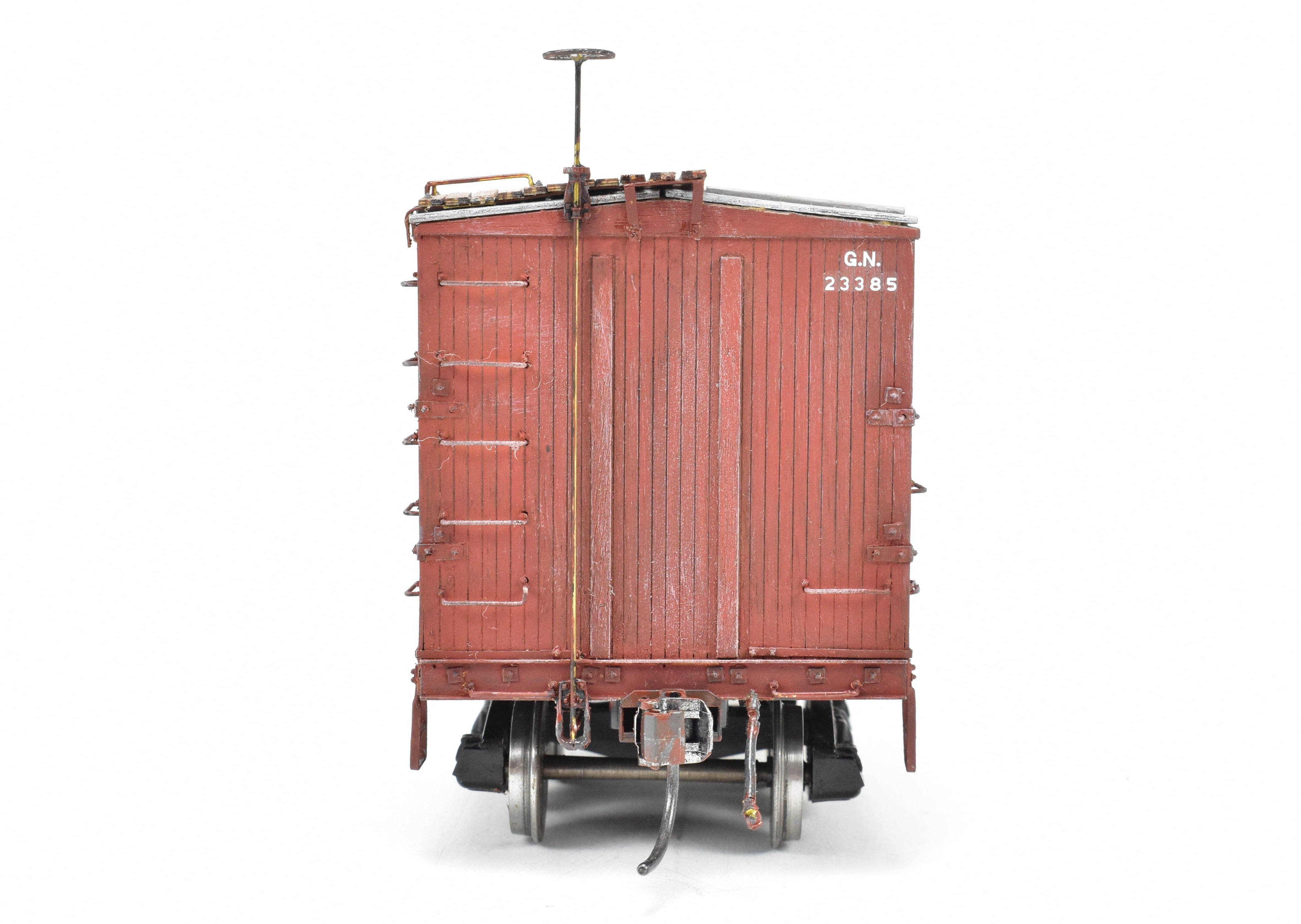 O Scale GN Great Northern 40' Truss Rod Pro - Built Painted Wood & Brass Boxcar Kit 403221